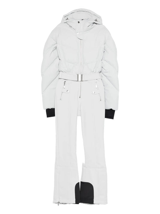 hooded belted ski suit