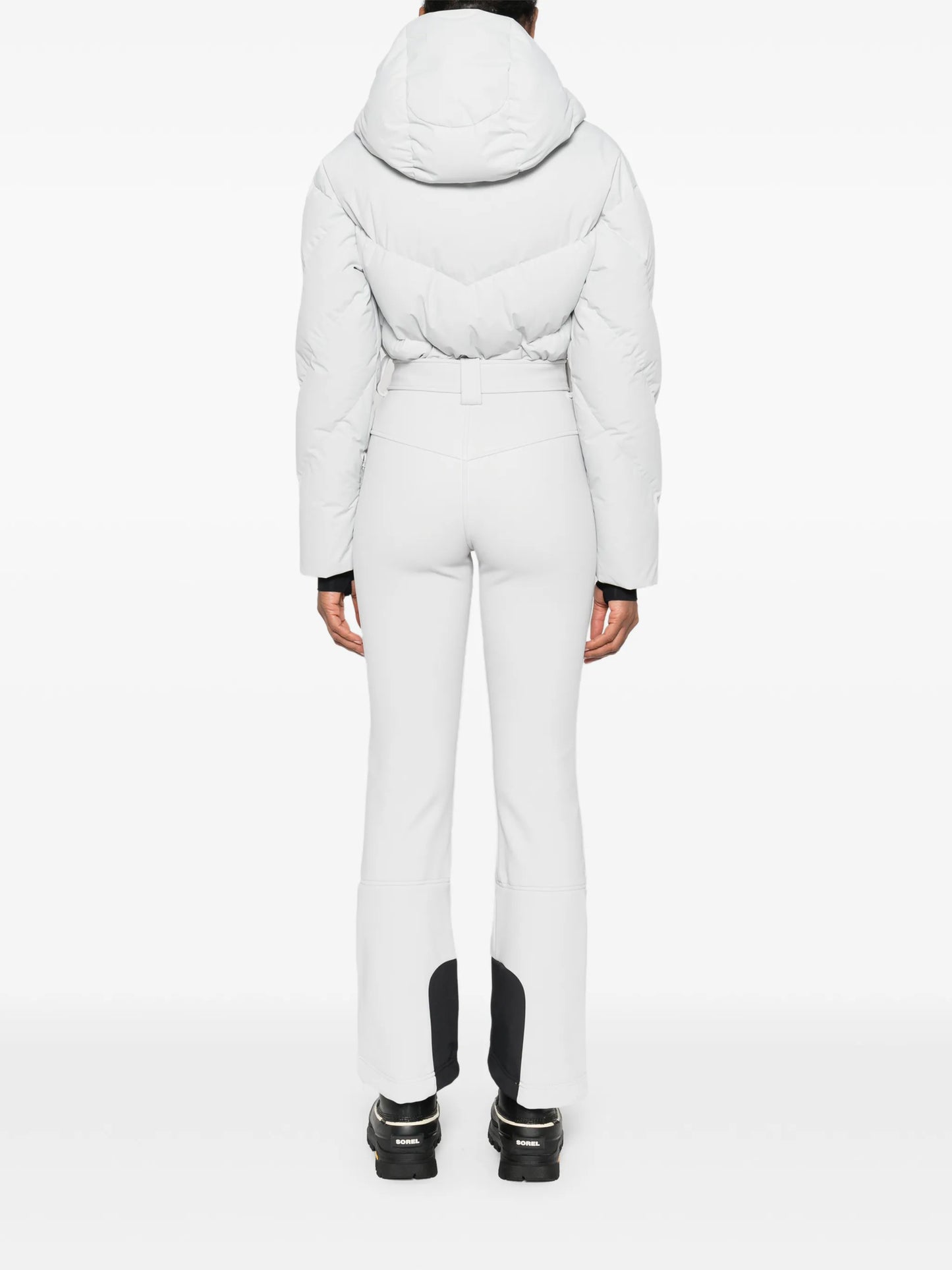 hooded belted ski suit