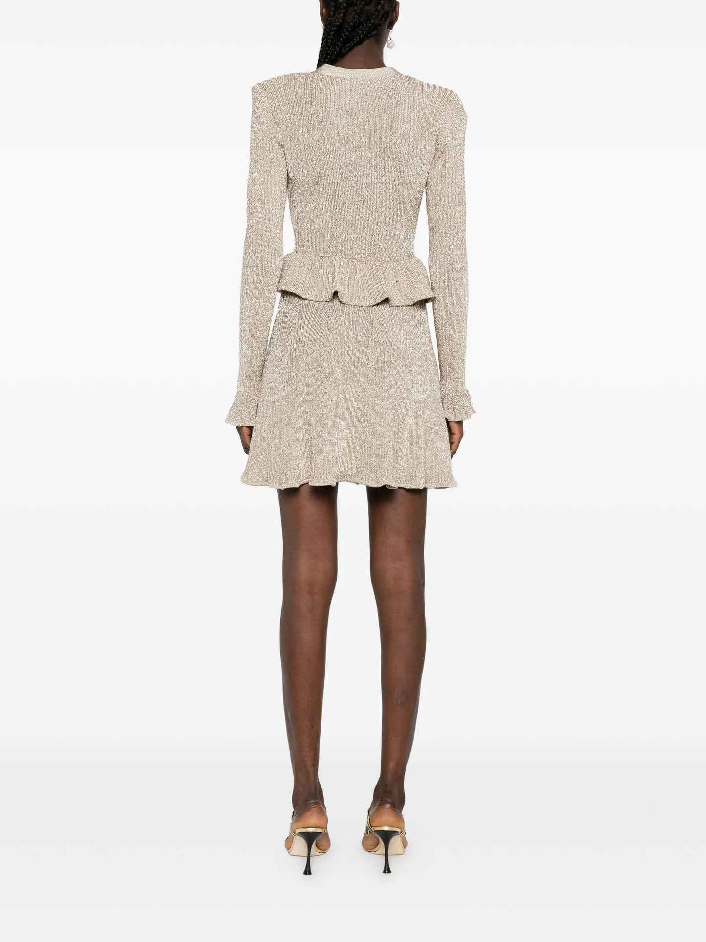 peplum-waist lurex mini dress