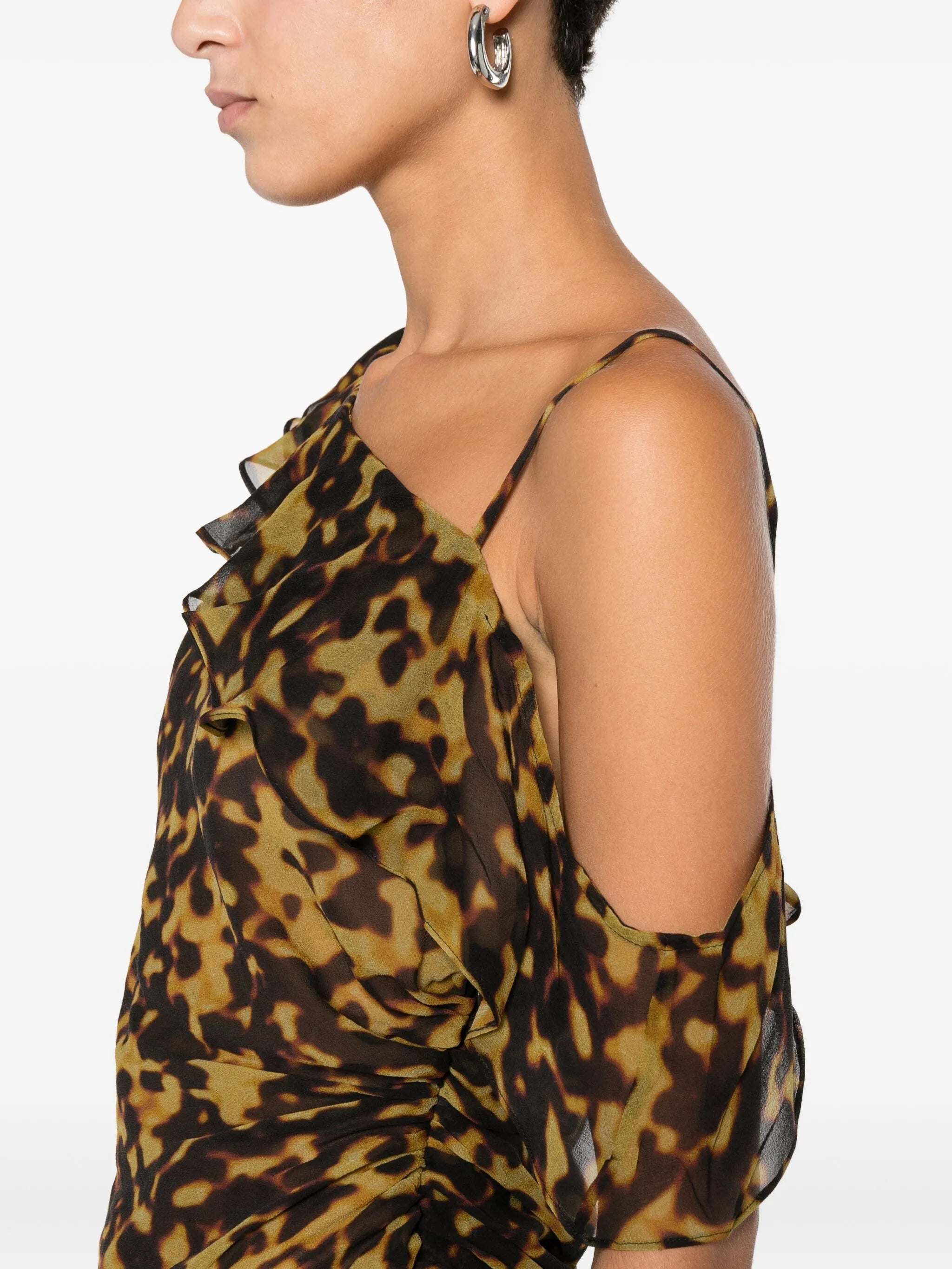 ruffle-trimmed drape top