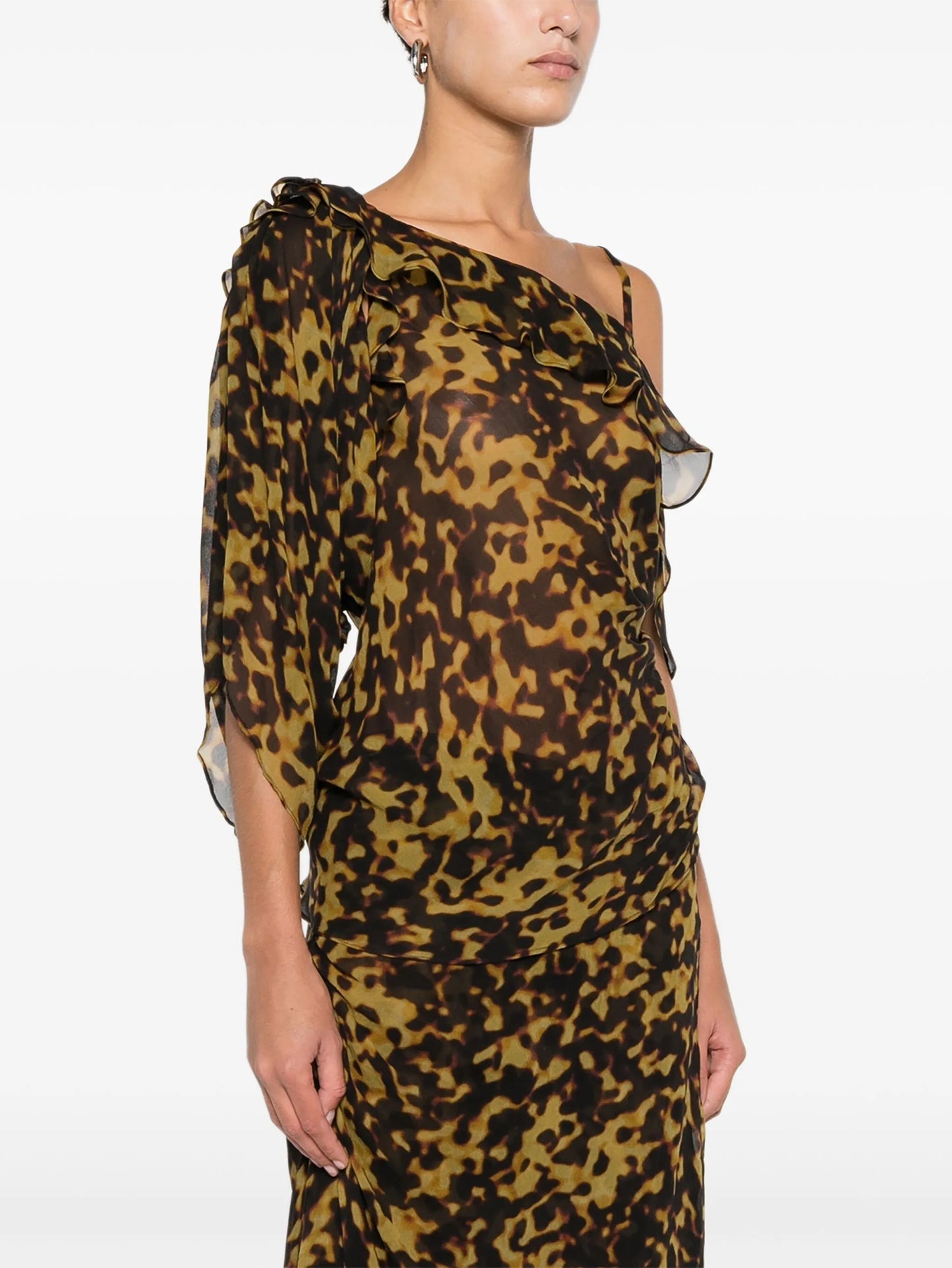 ruffle-trimmed drape top
