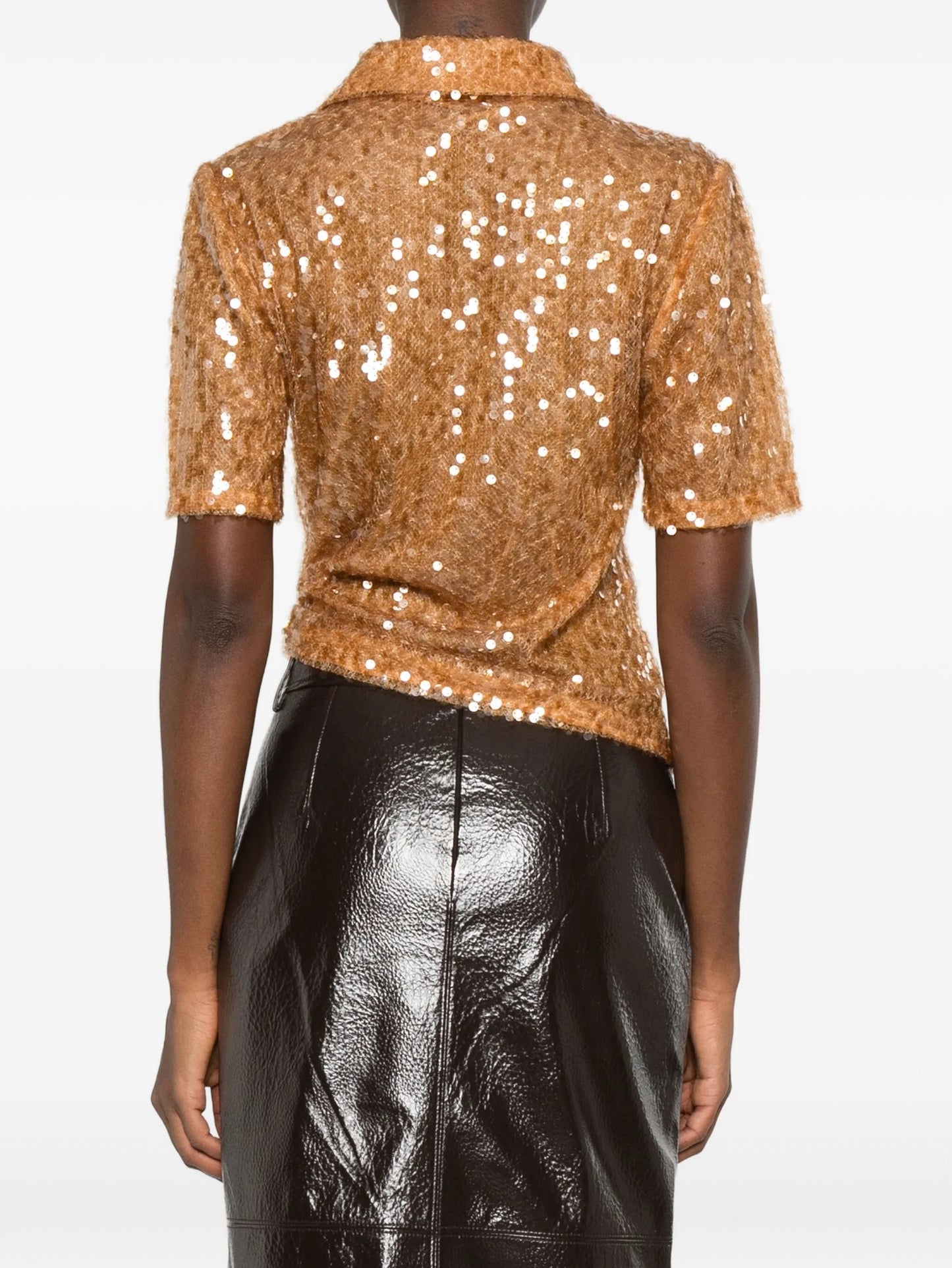 sequin-embellished polo top