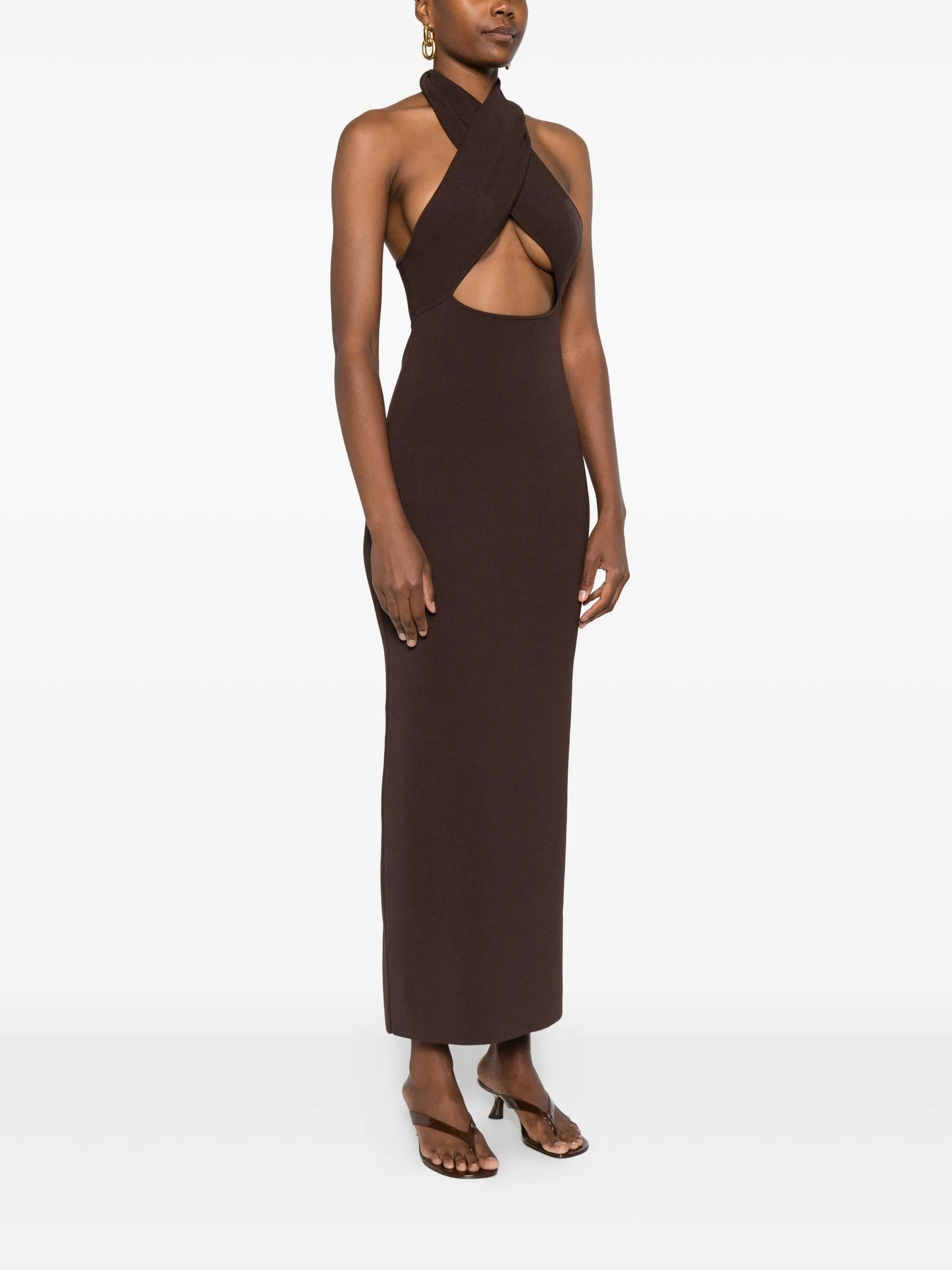 Slope halter-neck maxi dress