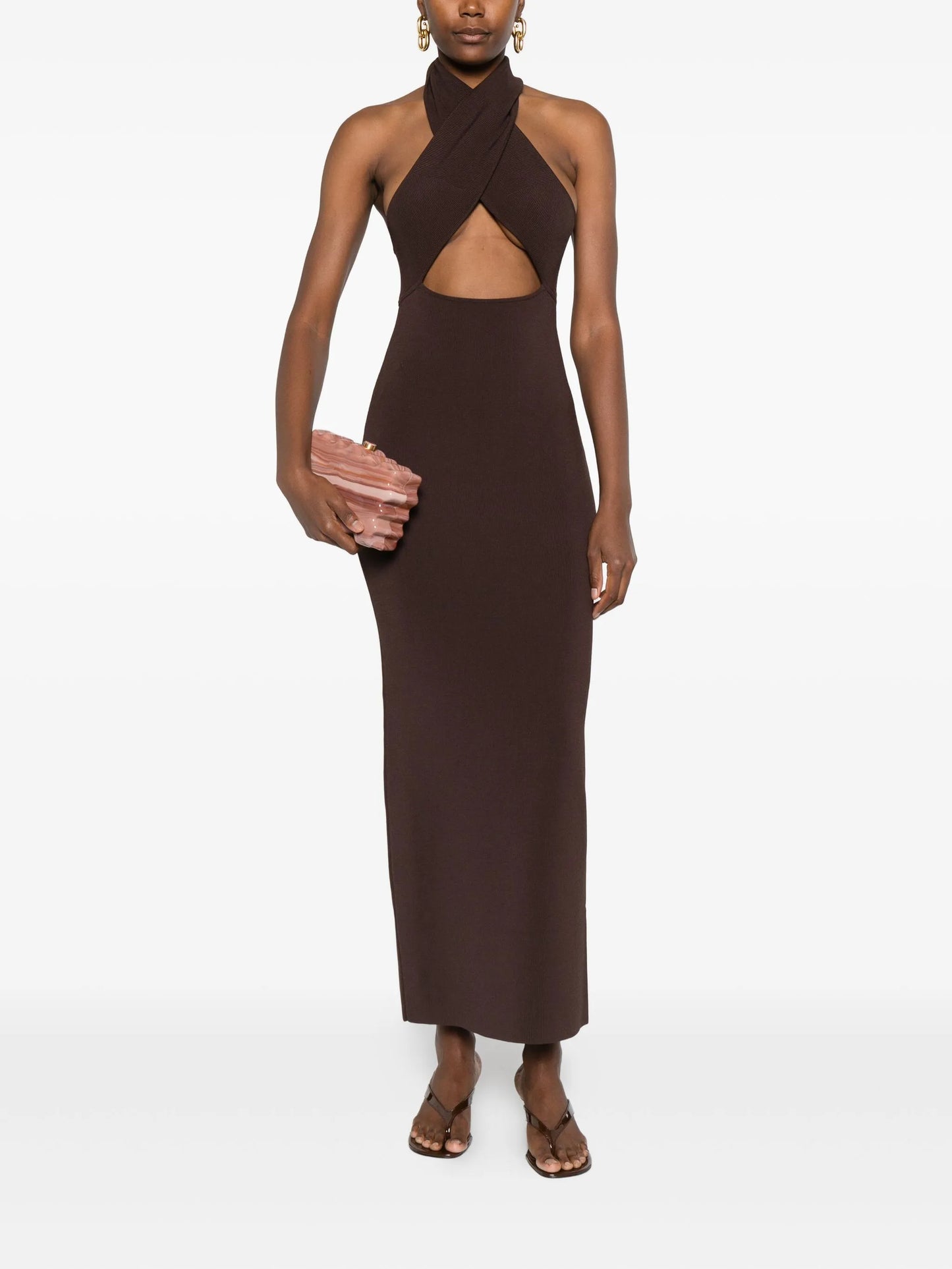 Slope halter-neck maxi dress