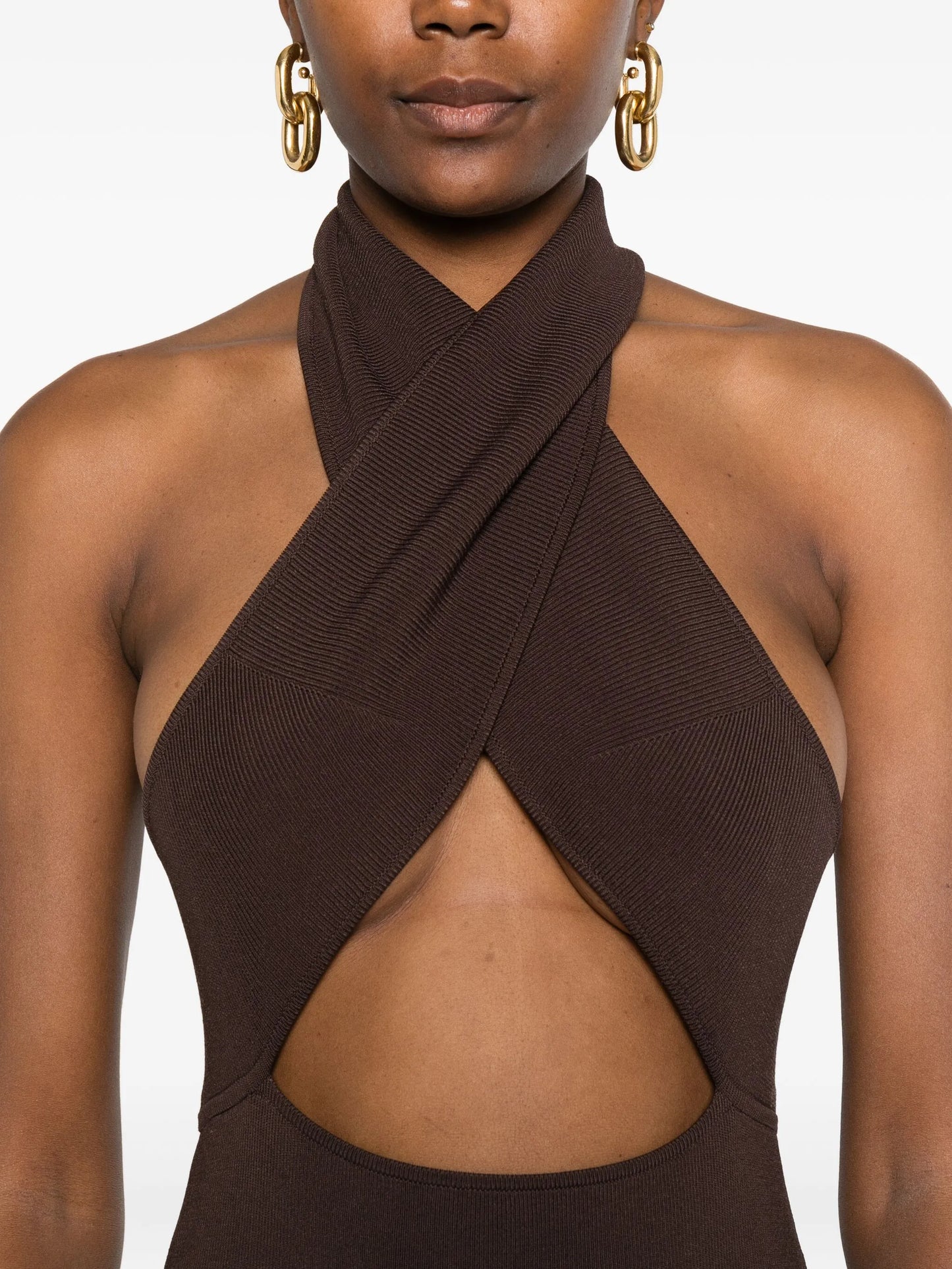 Slope halter-neck maxi dress