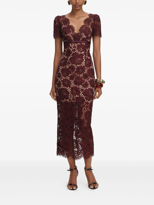 floral lace midi dress