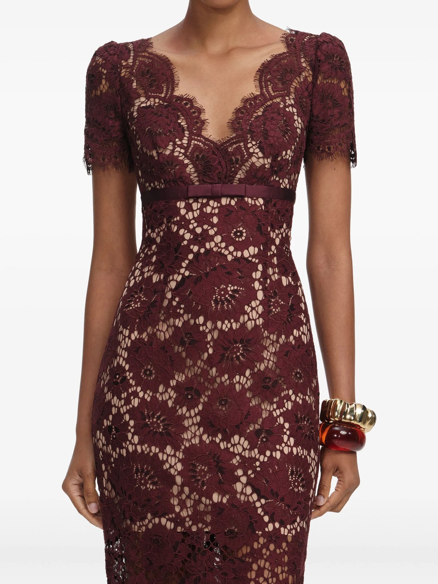 floral lace midi dress