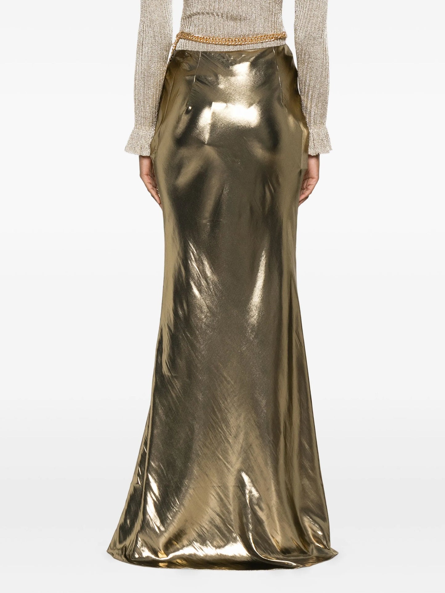 metallic-effect maxi skirt