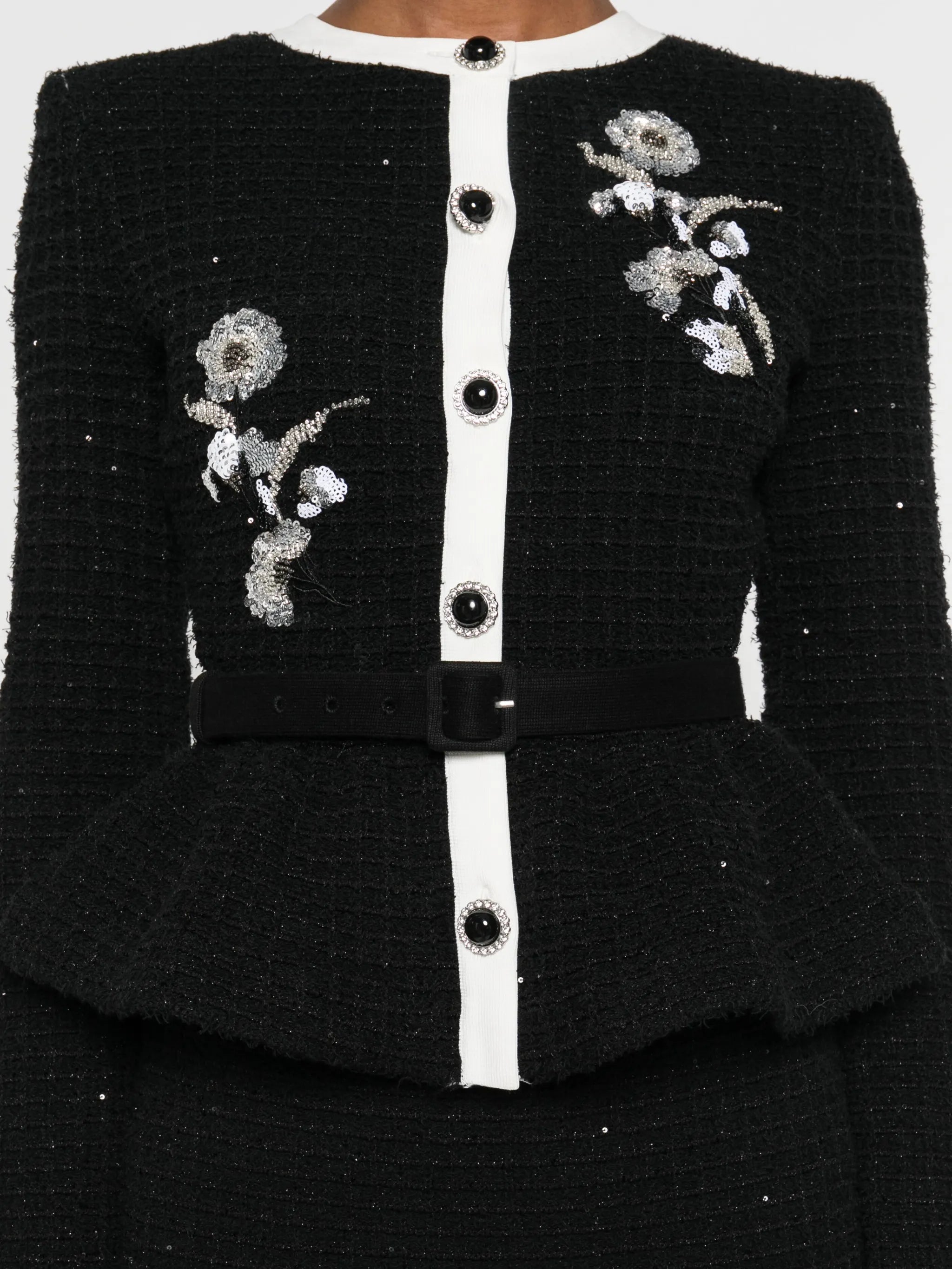floral-embellished knitted midi dress