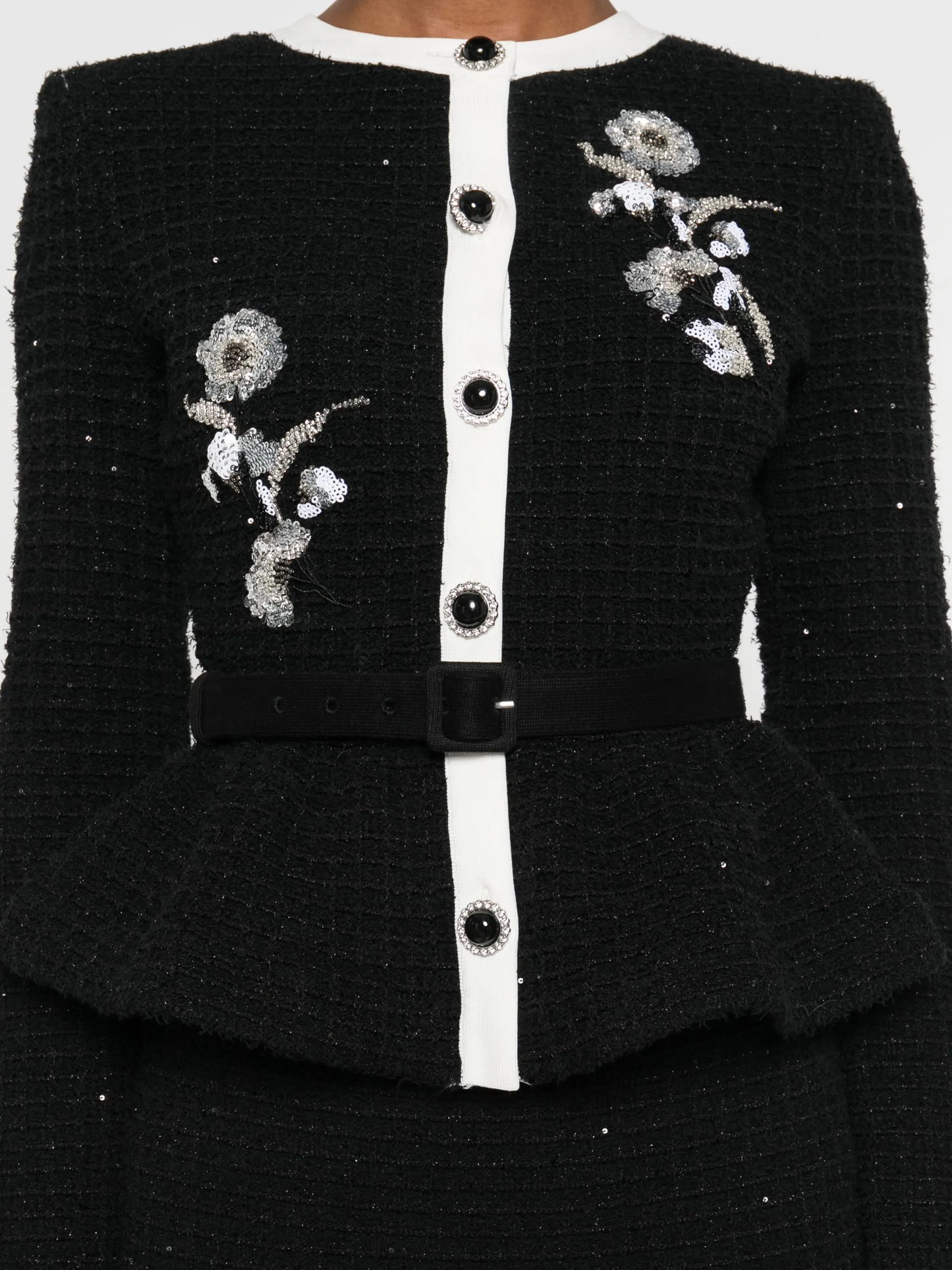 floral-embellished knitted midi dress