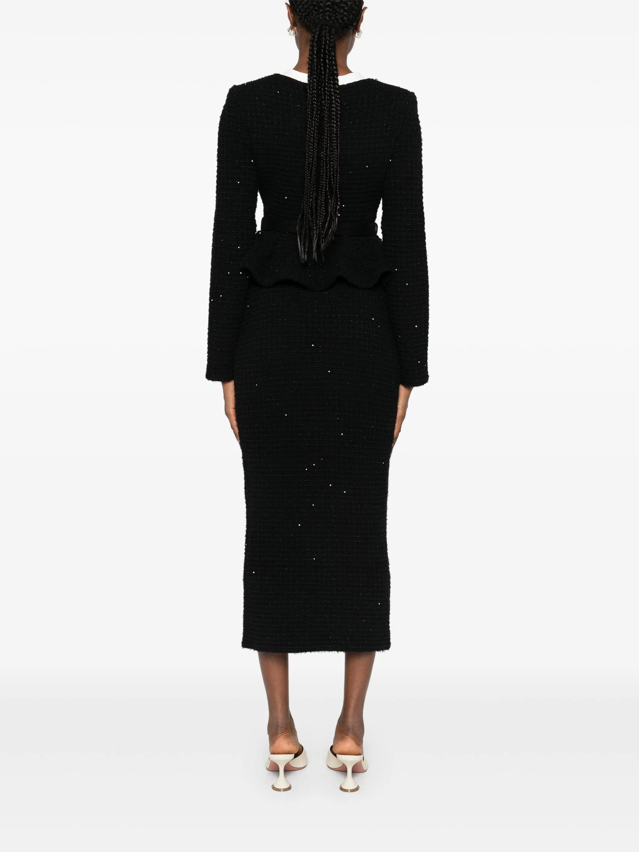 floral-embellished knitted midi dress