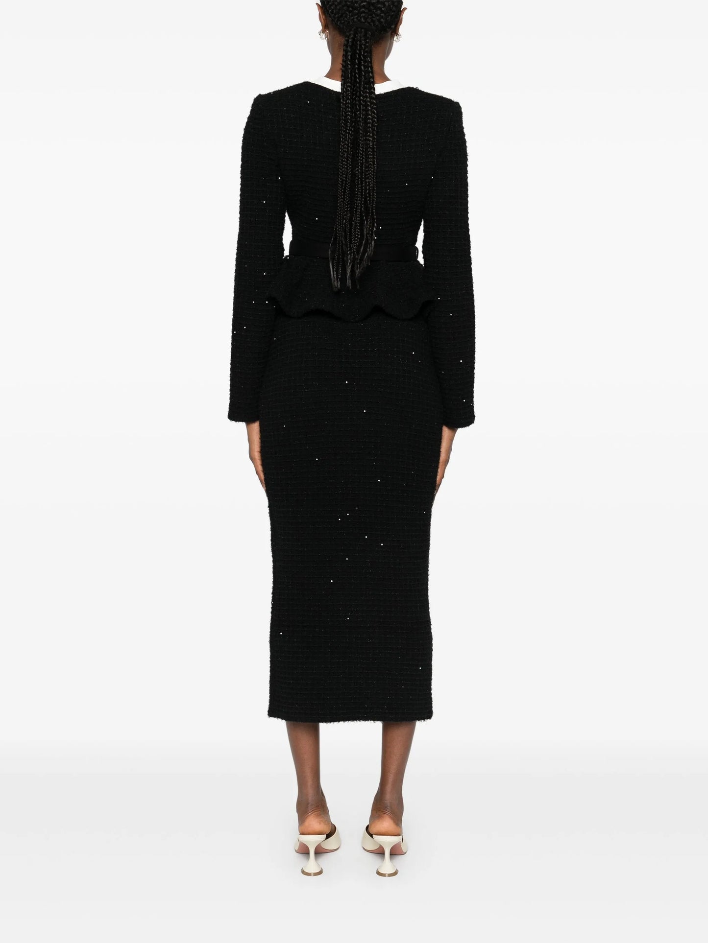 floral-embellished knitted midi dress