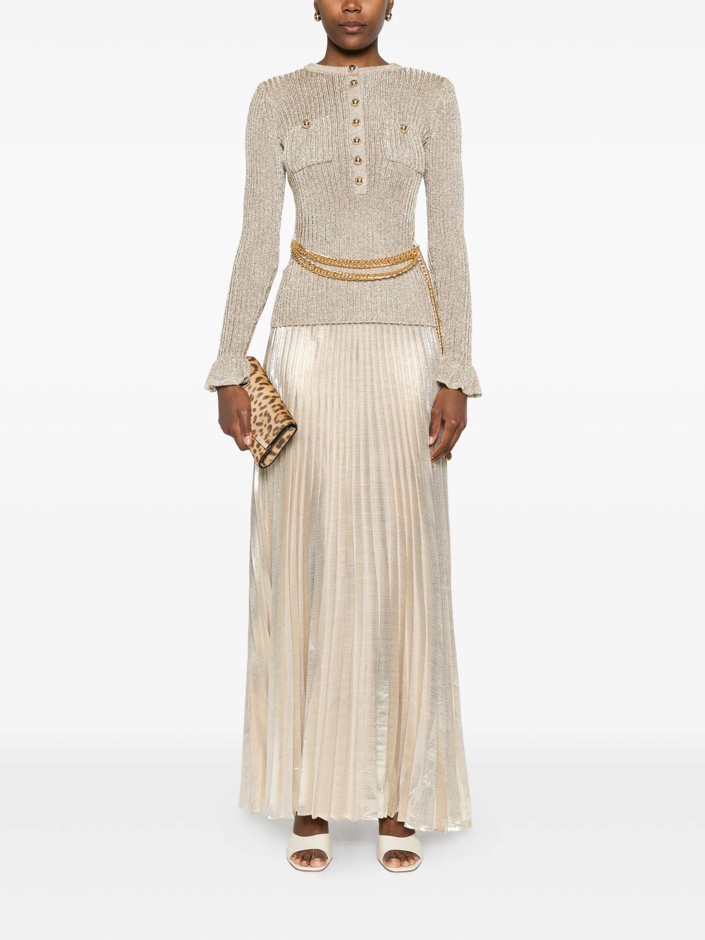 ribbed-knit lurex maxi dress