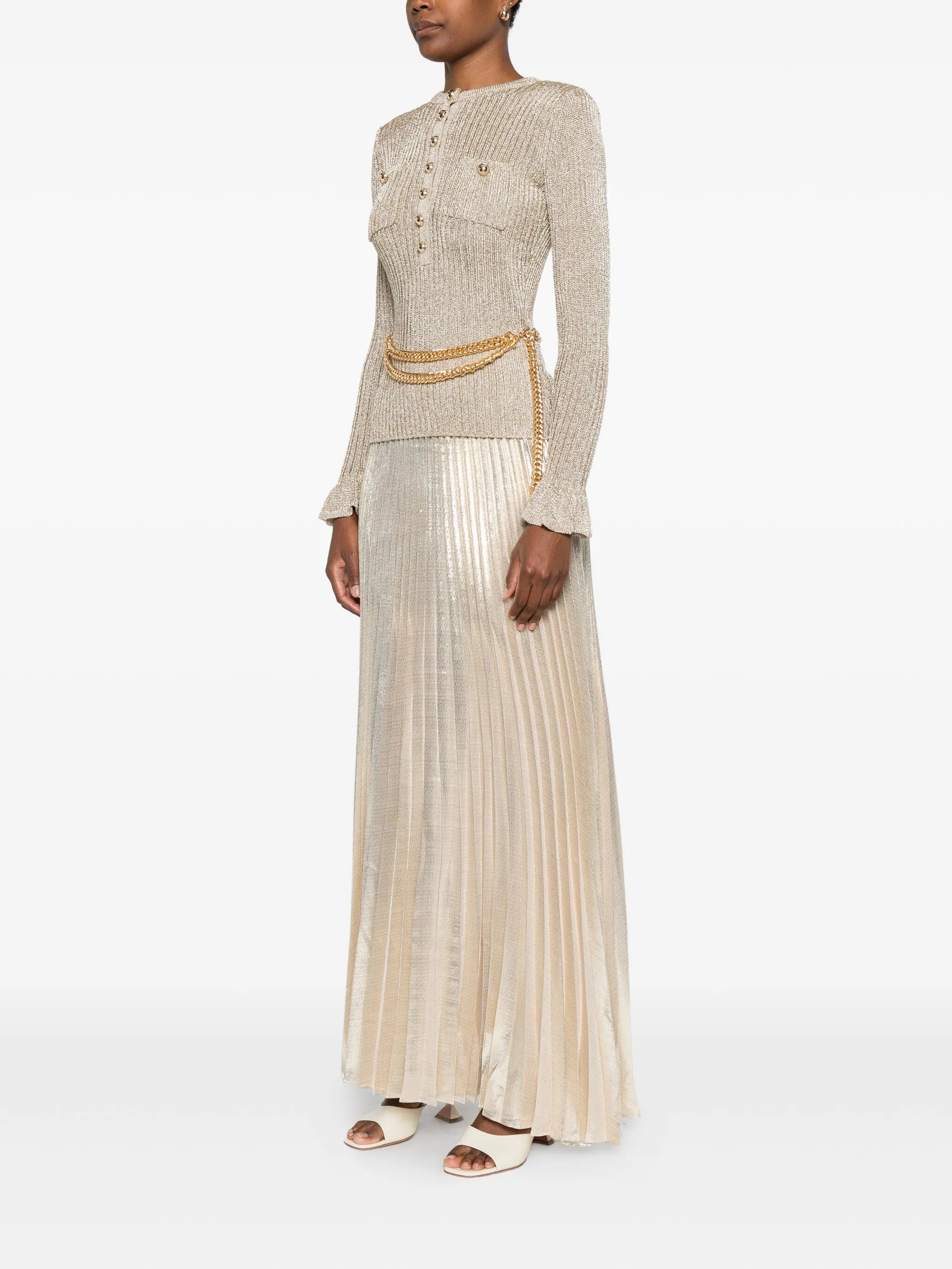 ribbed-knit lurex maxi dress
