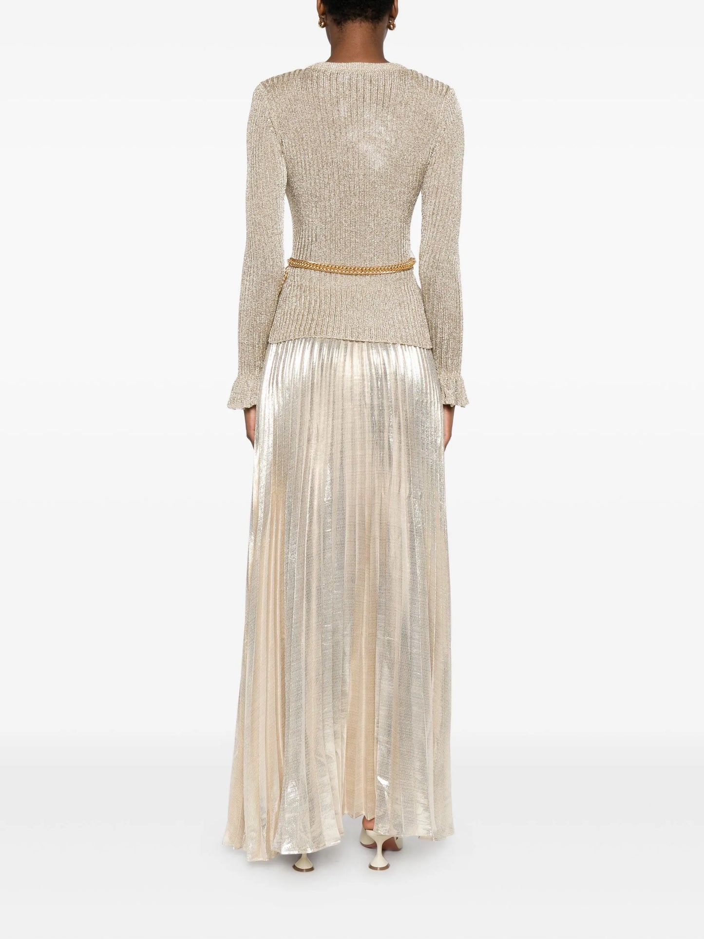 ribbed-knit lurex maxi dress