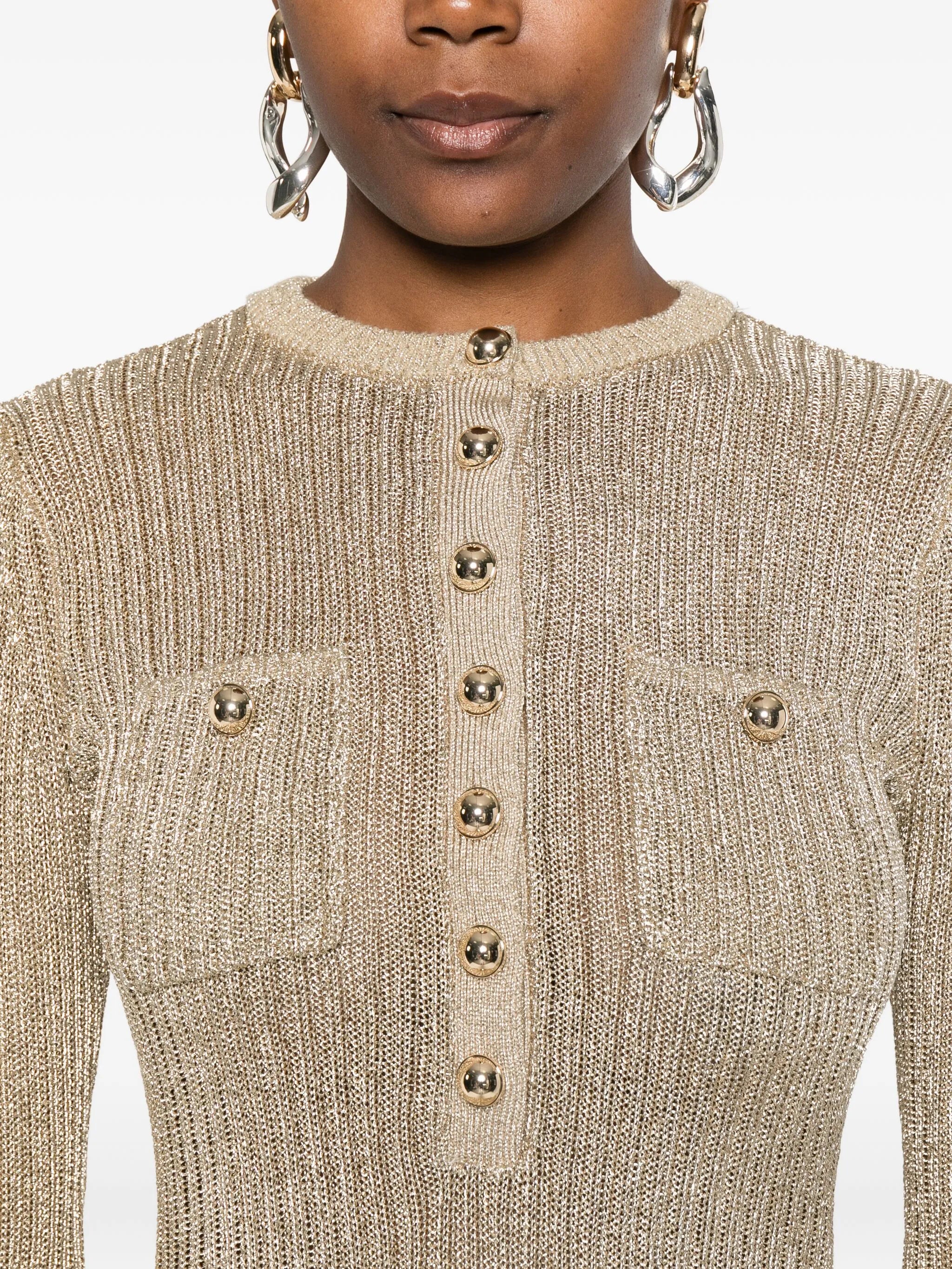 ribbed-knit lurex jumper