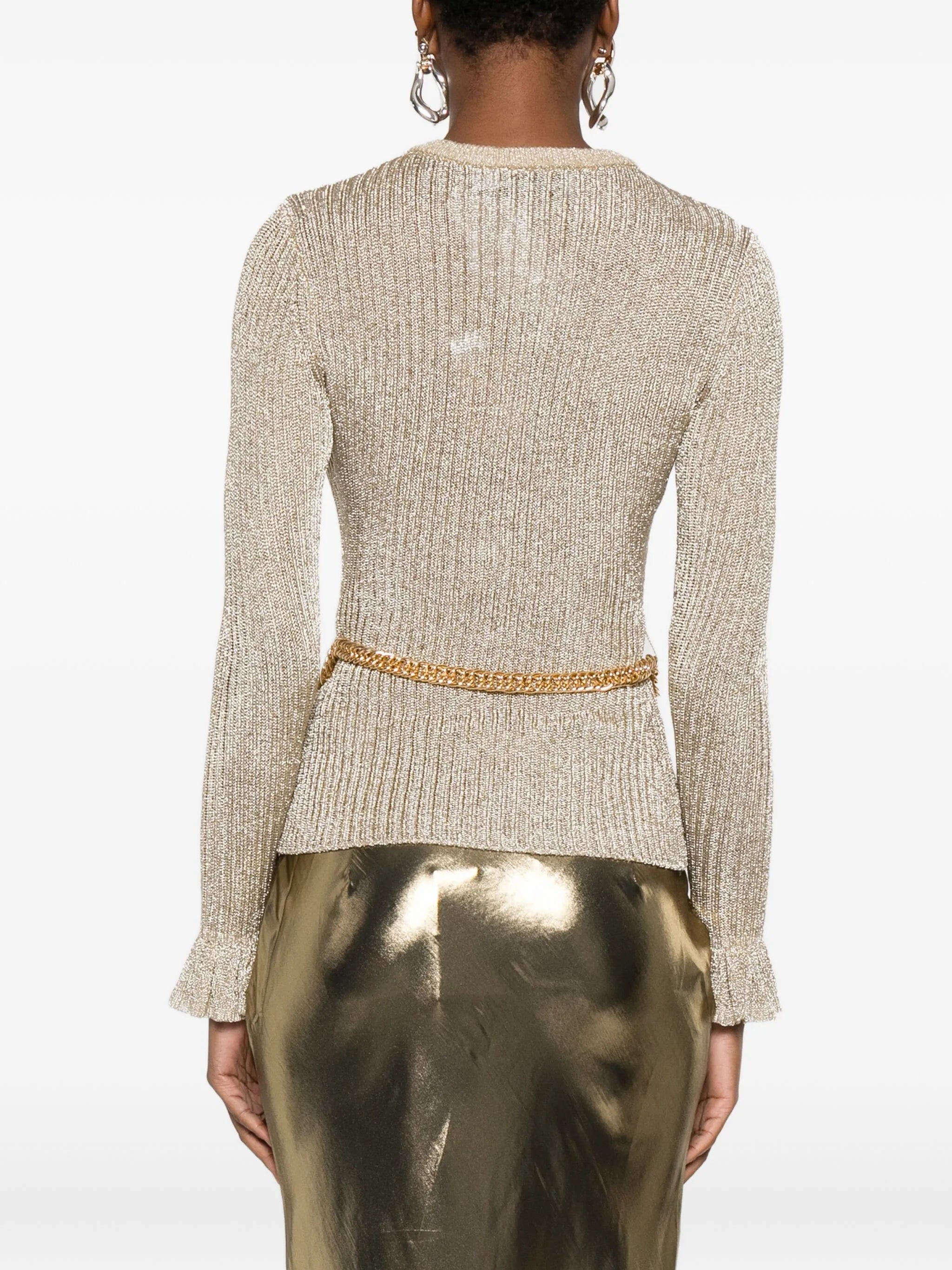 ribbed-knit lurex jumper