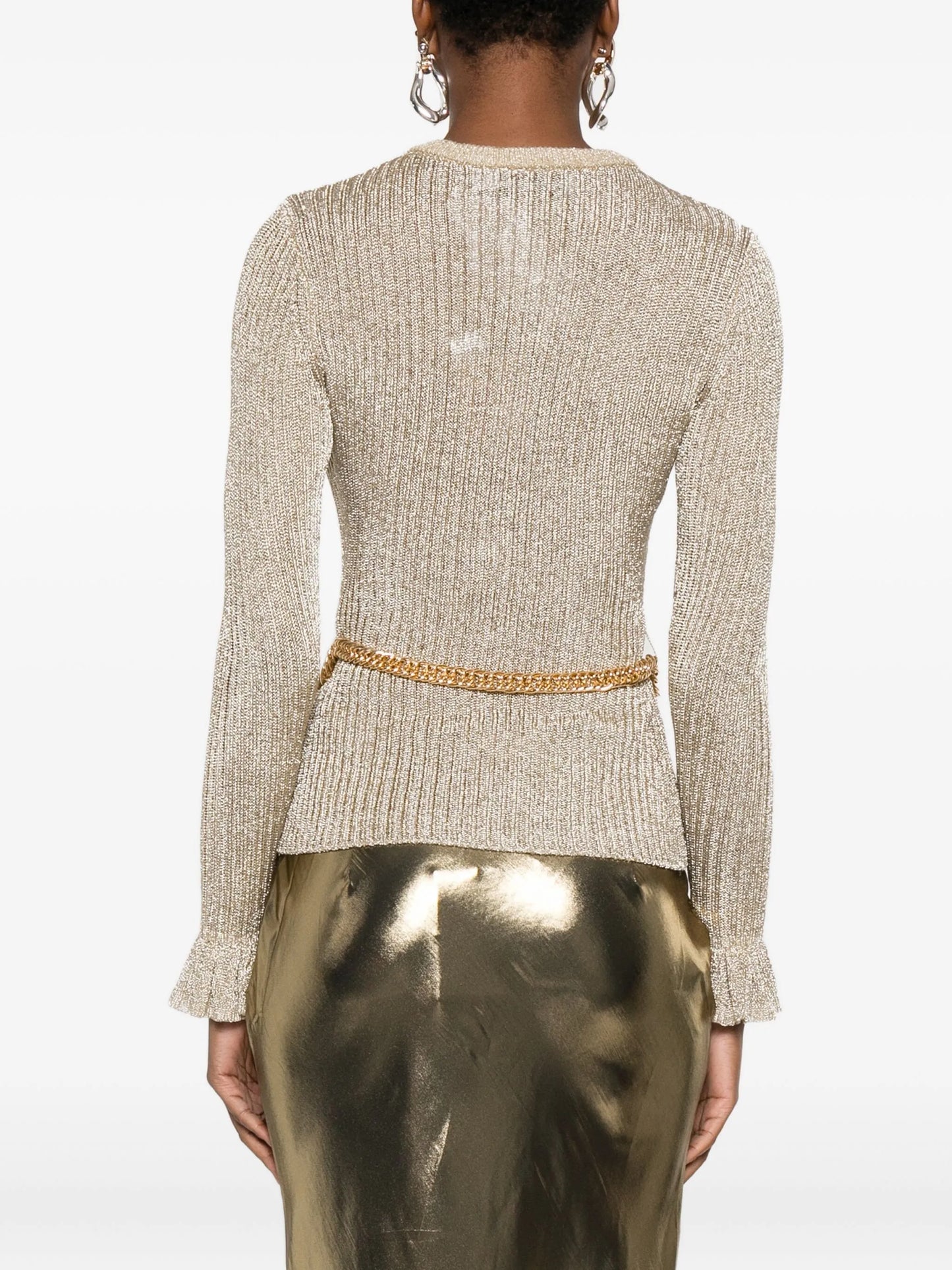 ribbed-knit lurex jumper