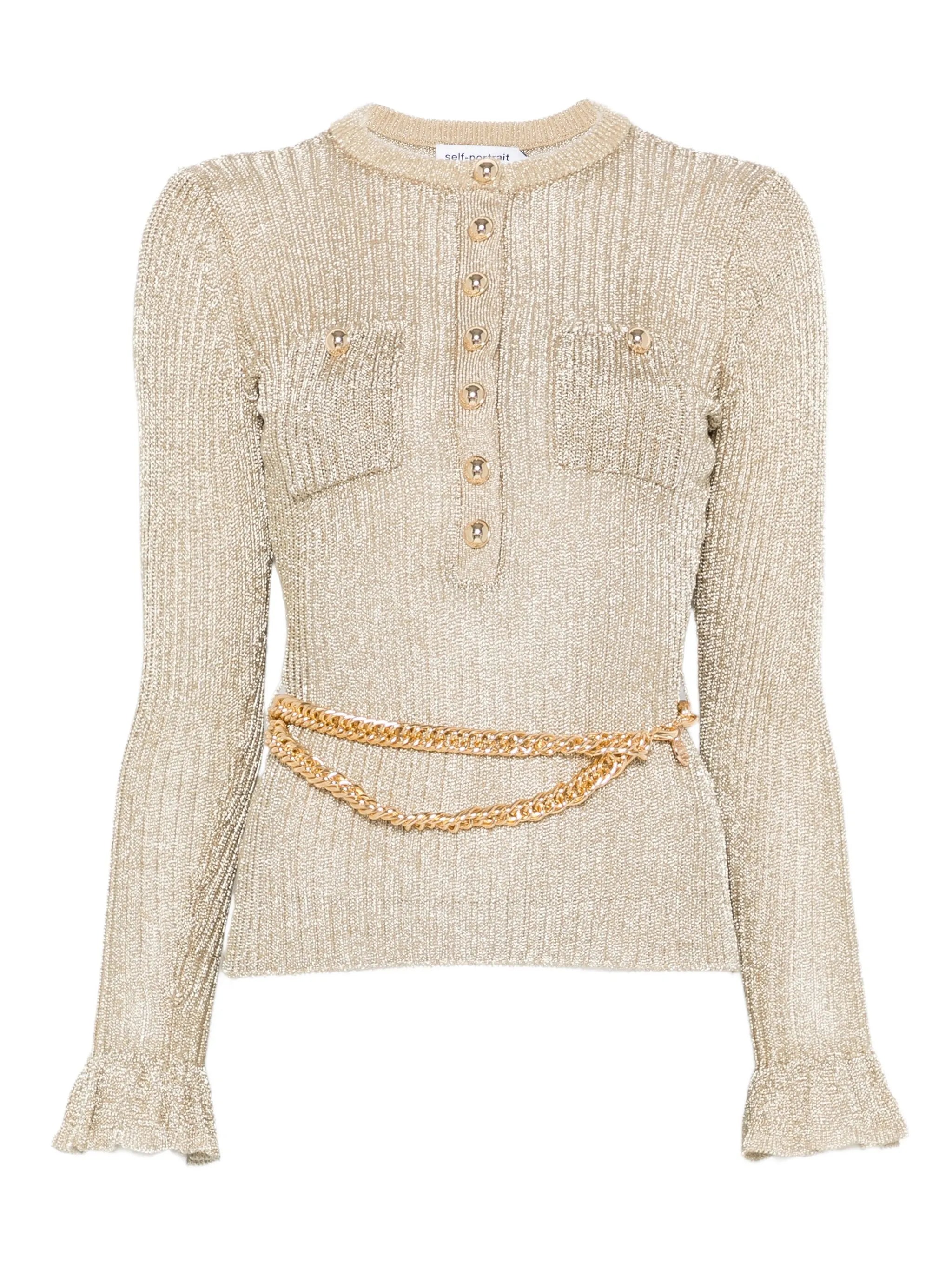 ribbed-knit lurex jumper