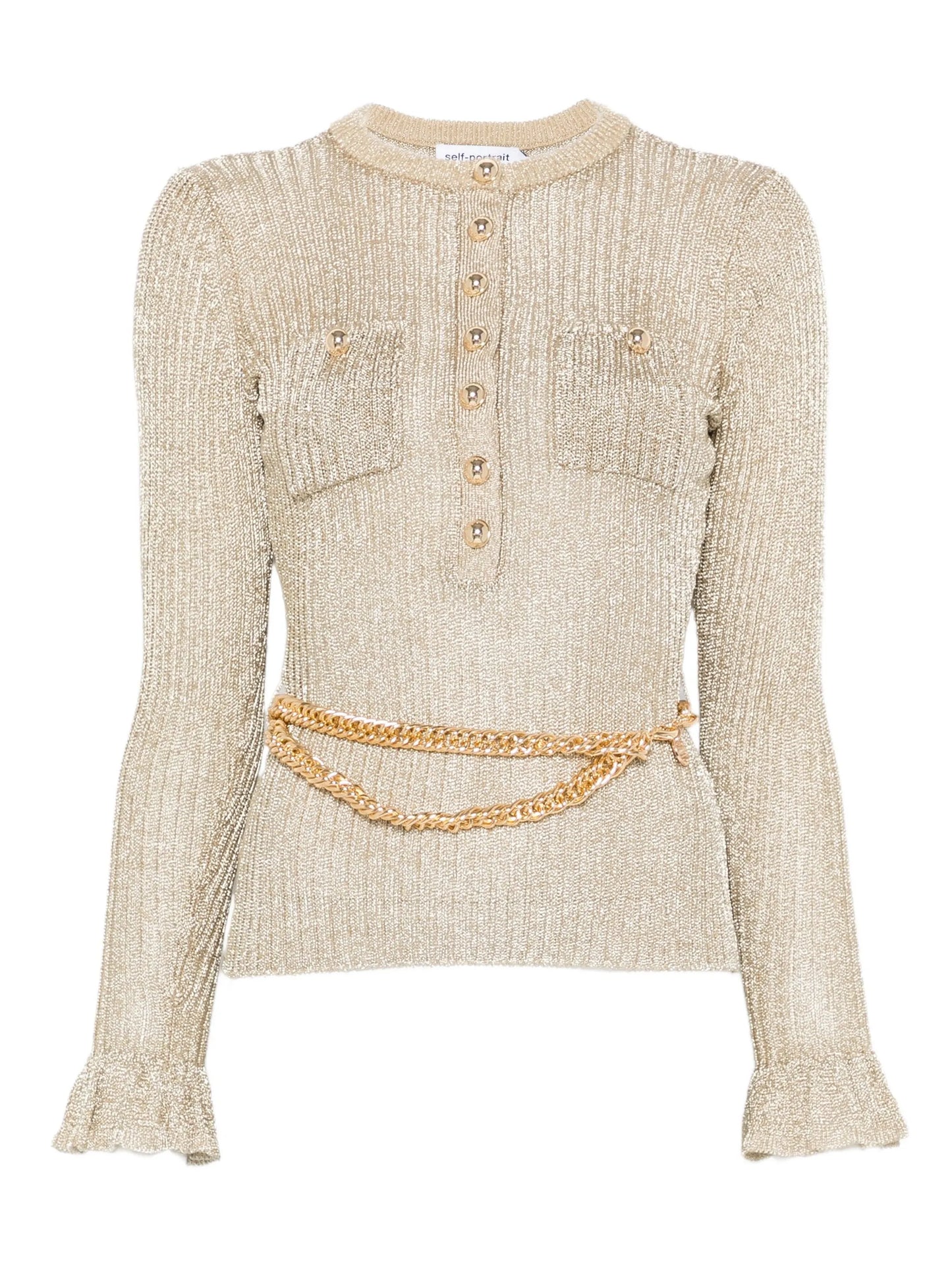 ribbed-knit lurex jumper