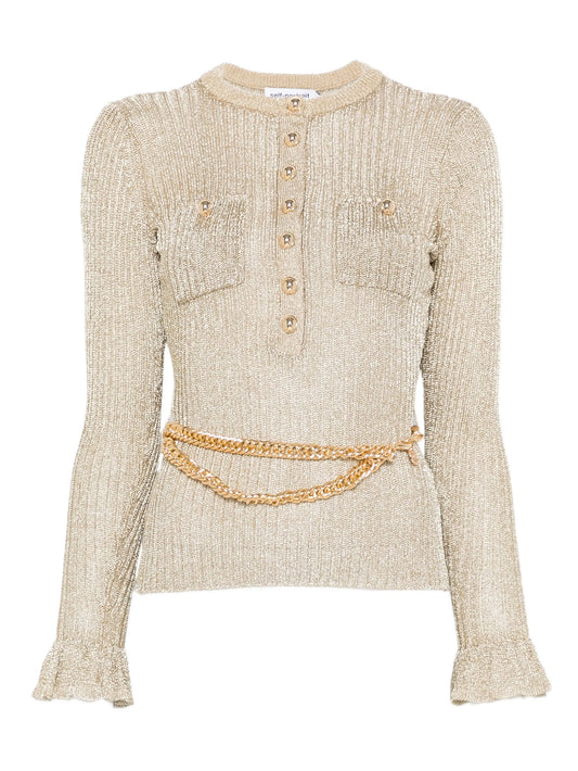 ribbed-knit lurex jumper