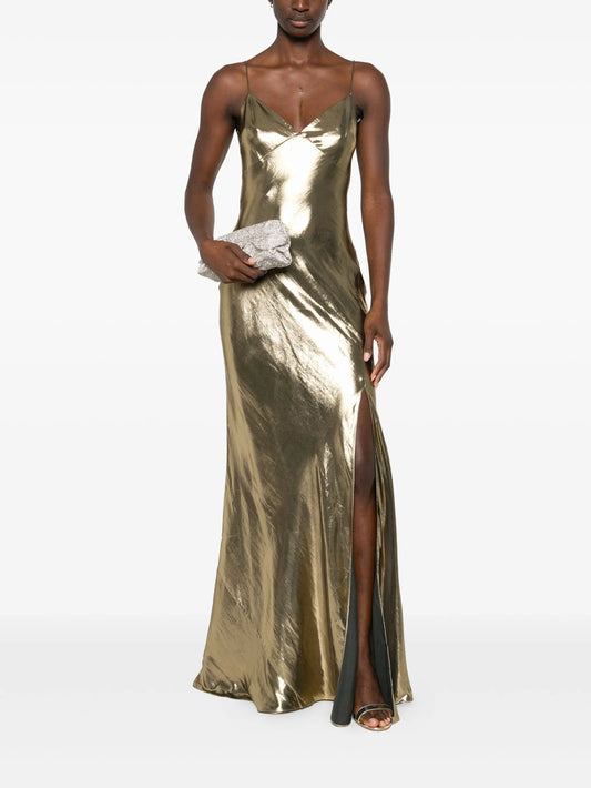 metallic-effect maxi dress