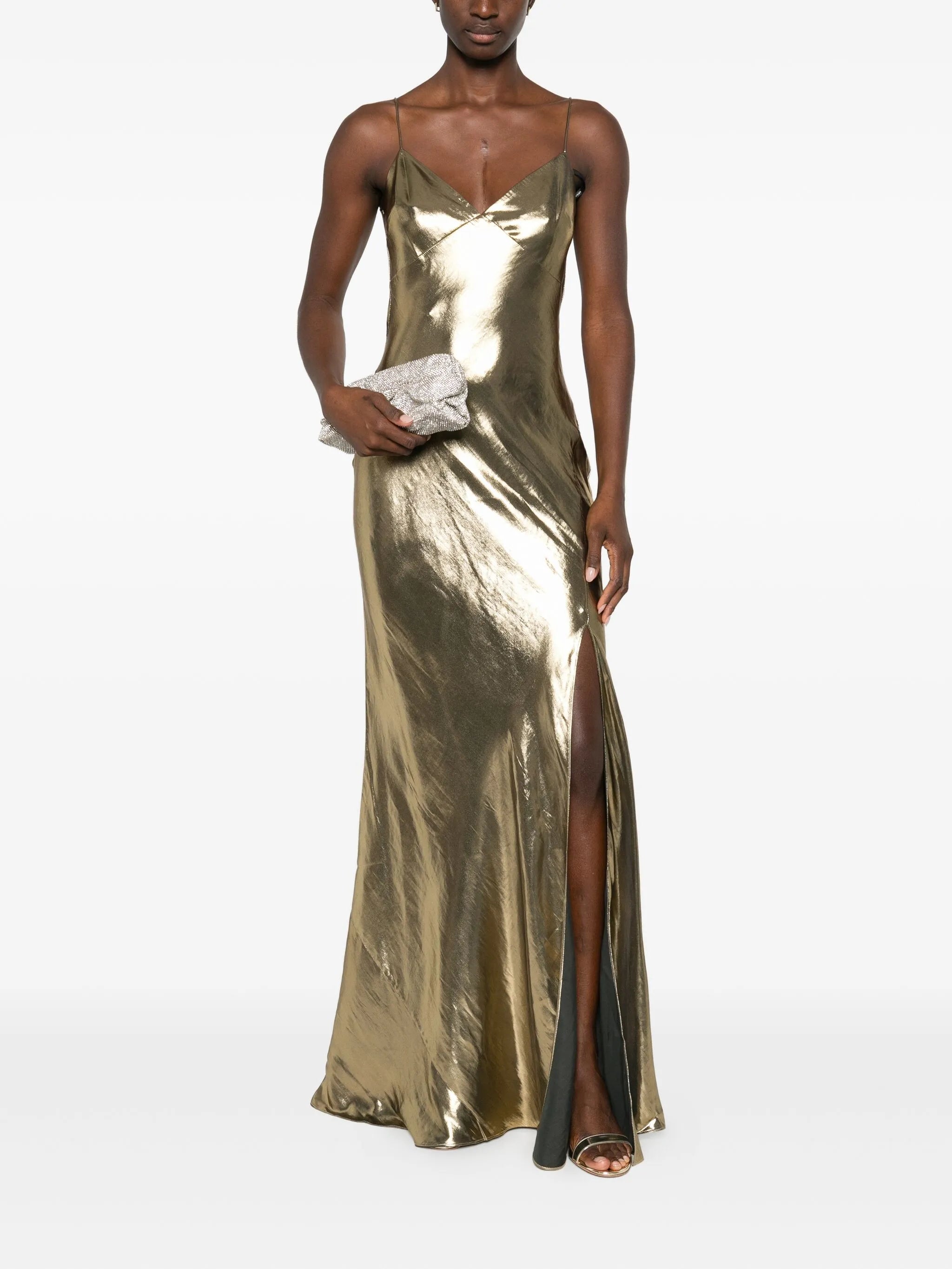 metallic-effect maxi dress