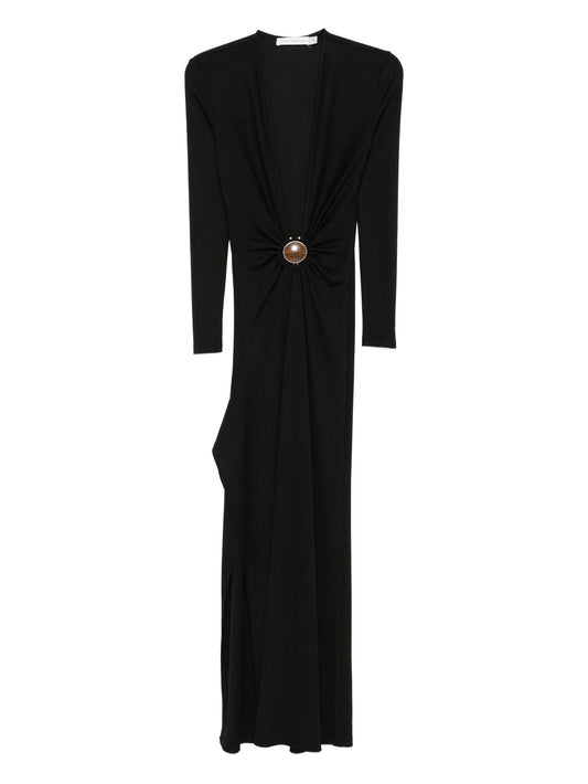 stone-embellished long-sleeve dress