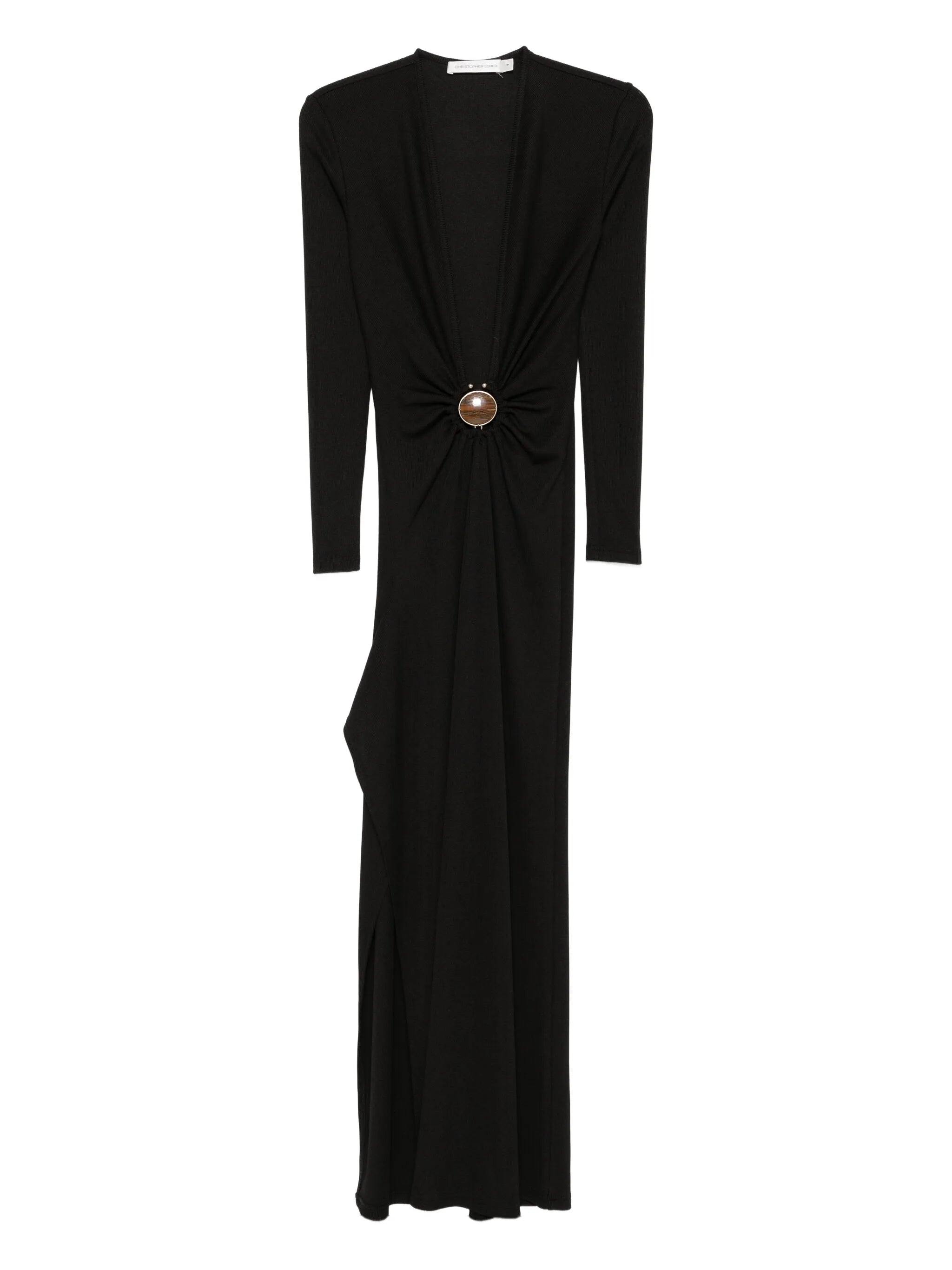 stone-embellished long-sleeve maxi dress