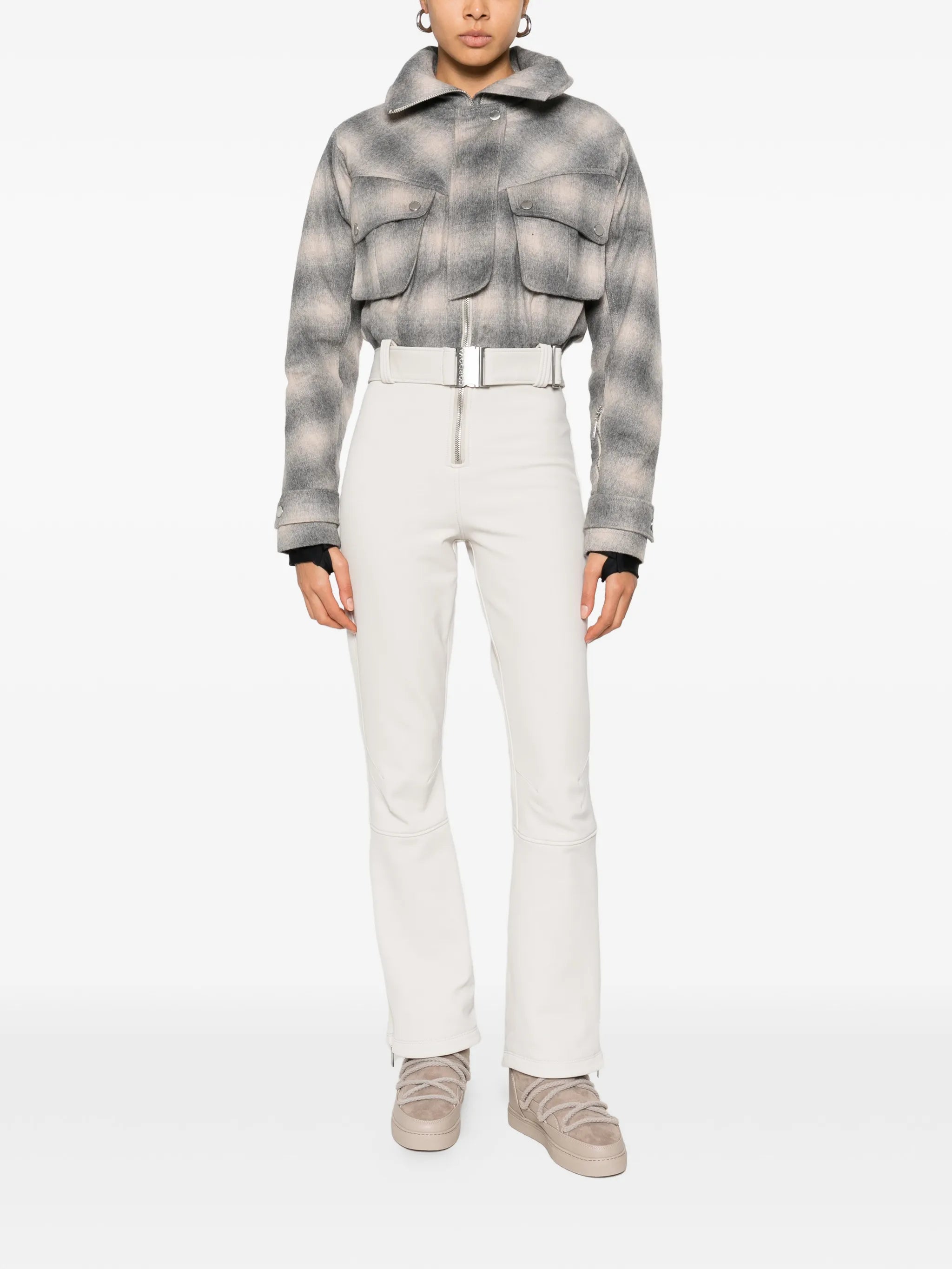 Telluride checked belted ski suit