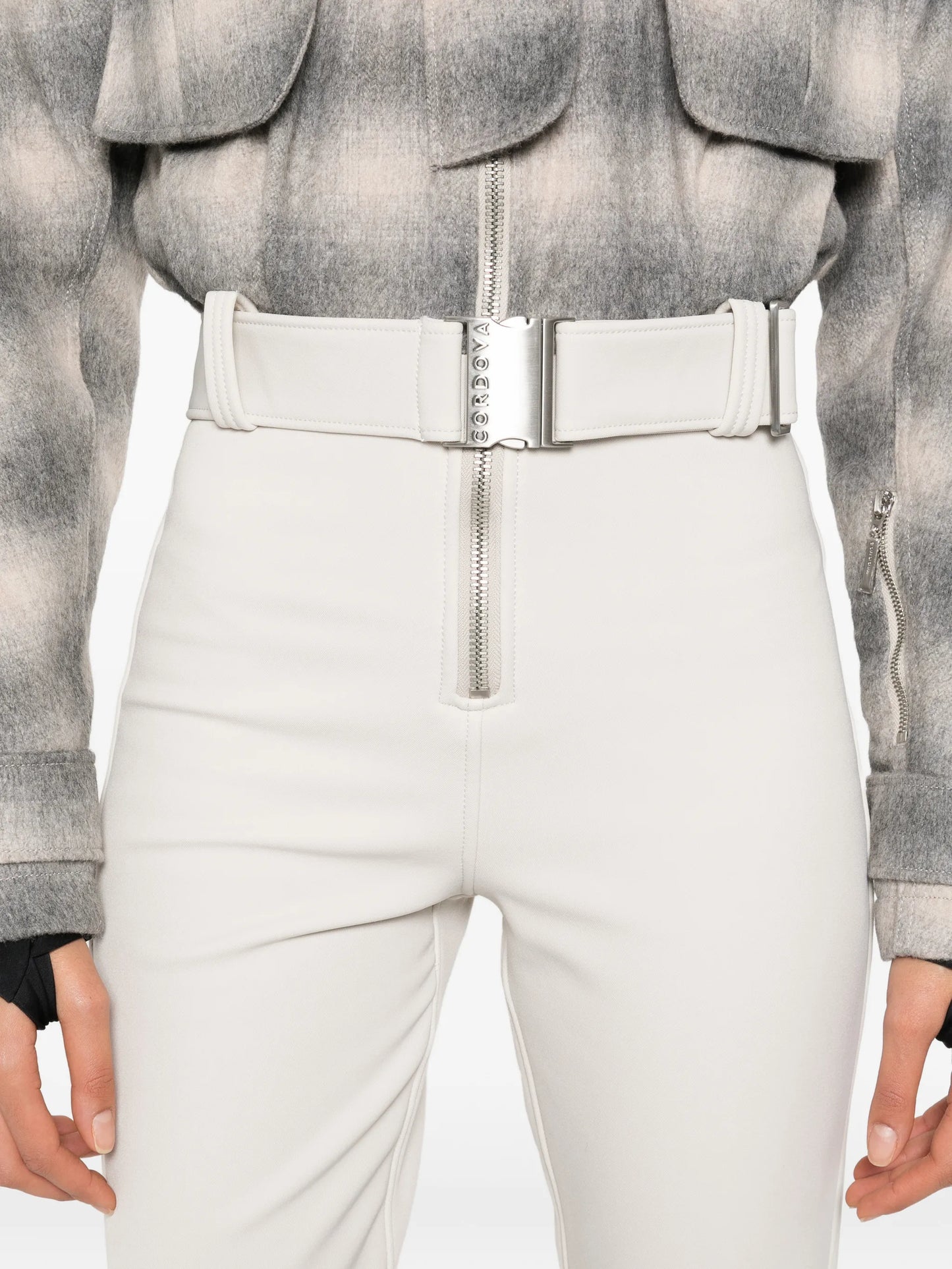 Telluride checked belted ski suit