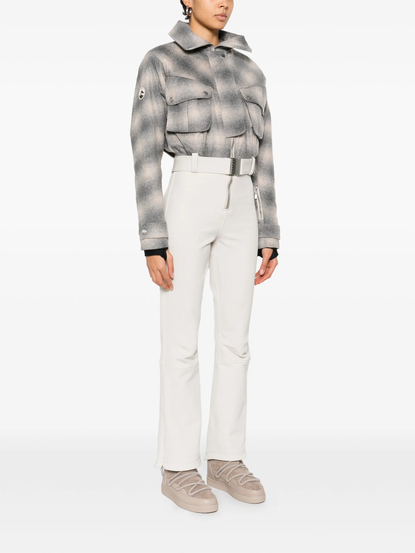 Telluride checked belted ski suit