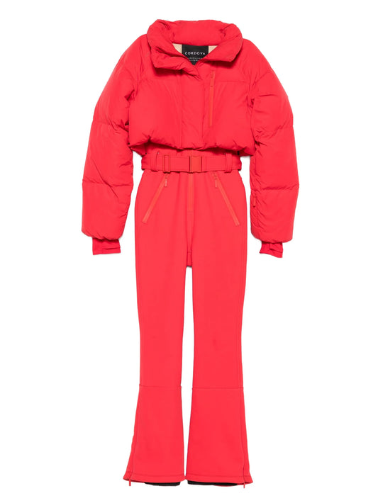 belted ski suit