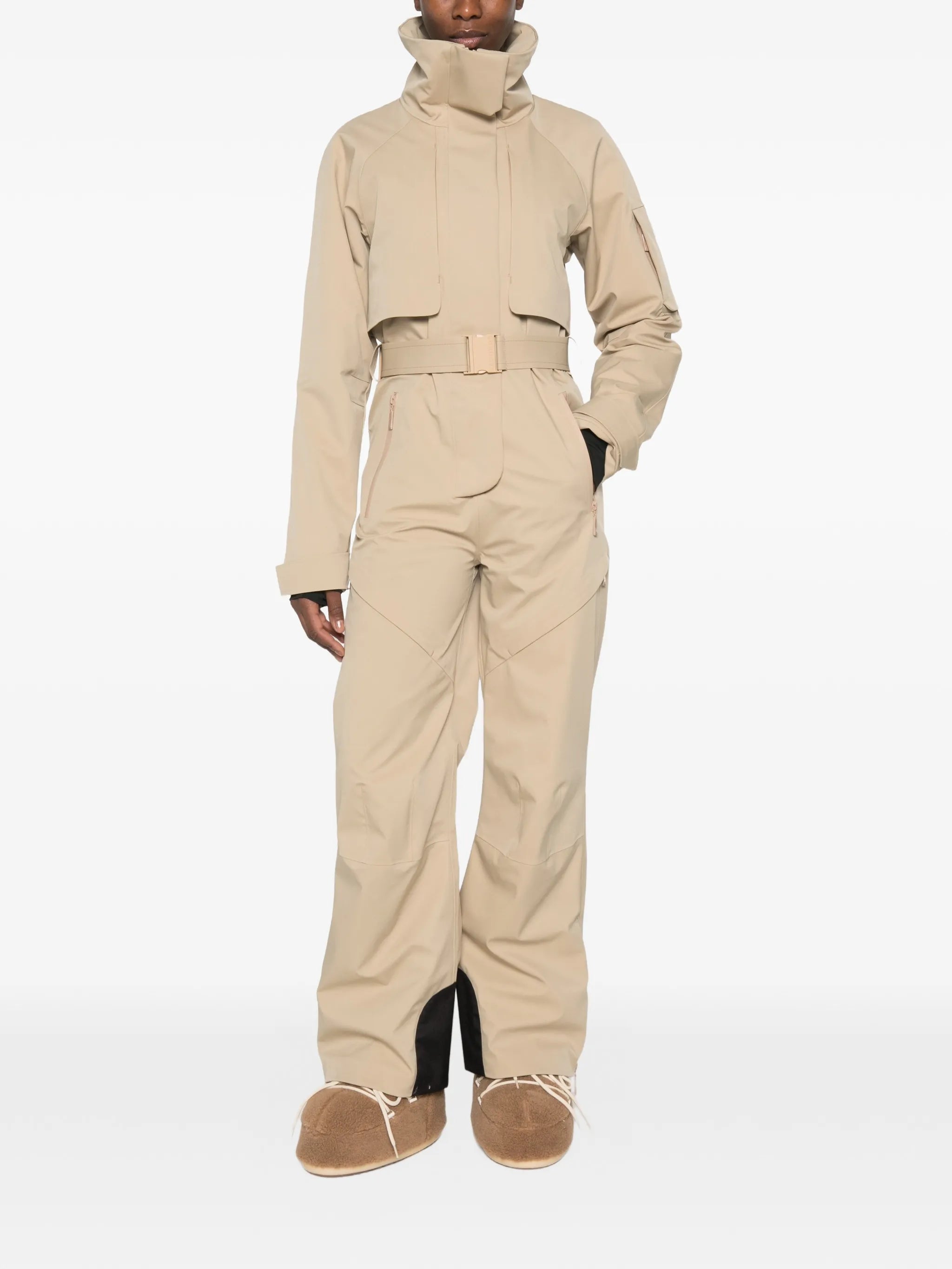 belted ski suit