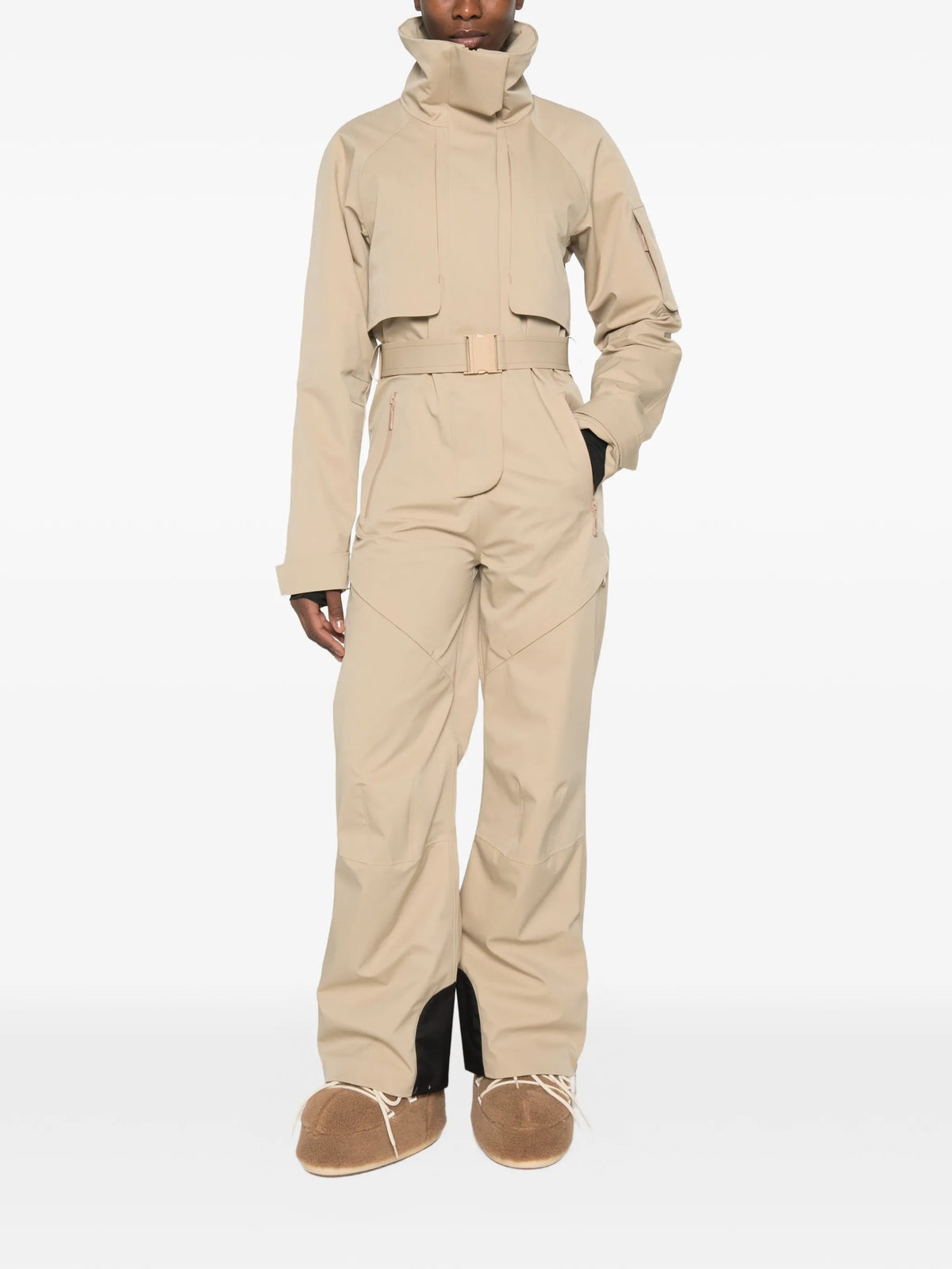 belted ski suit