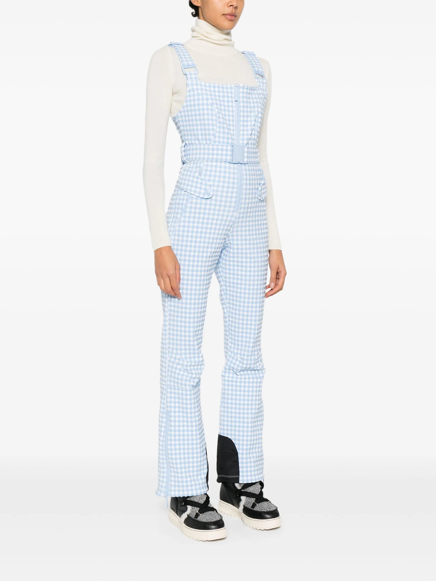 Fernie checkered belted ski salopette