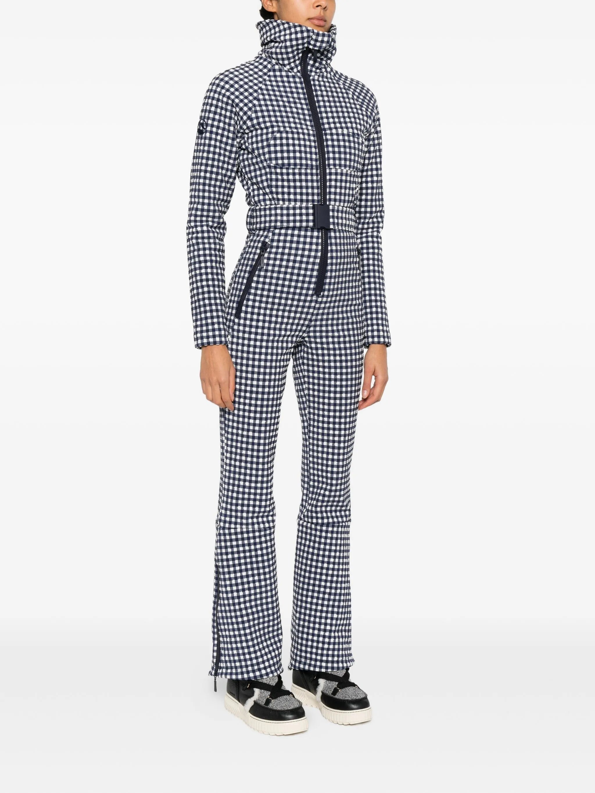 Chatel checkered belted ski suit
