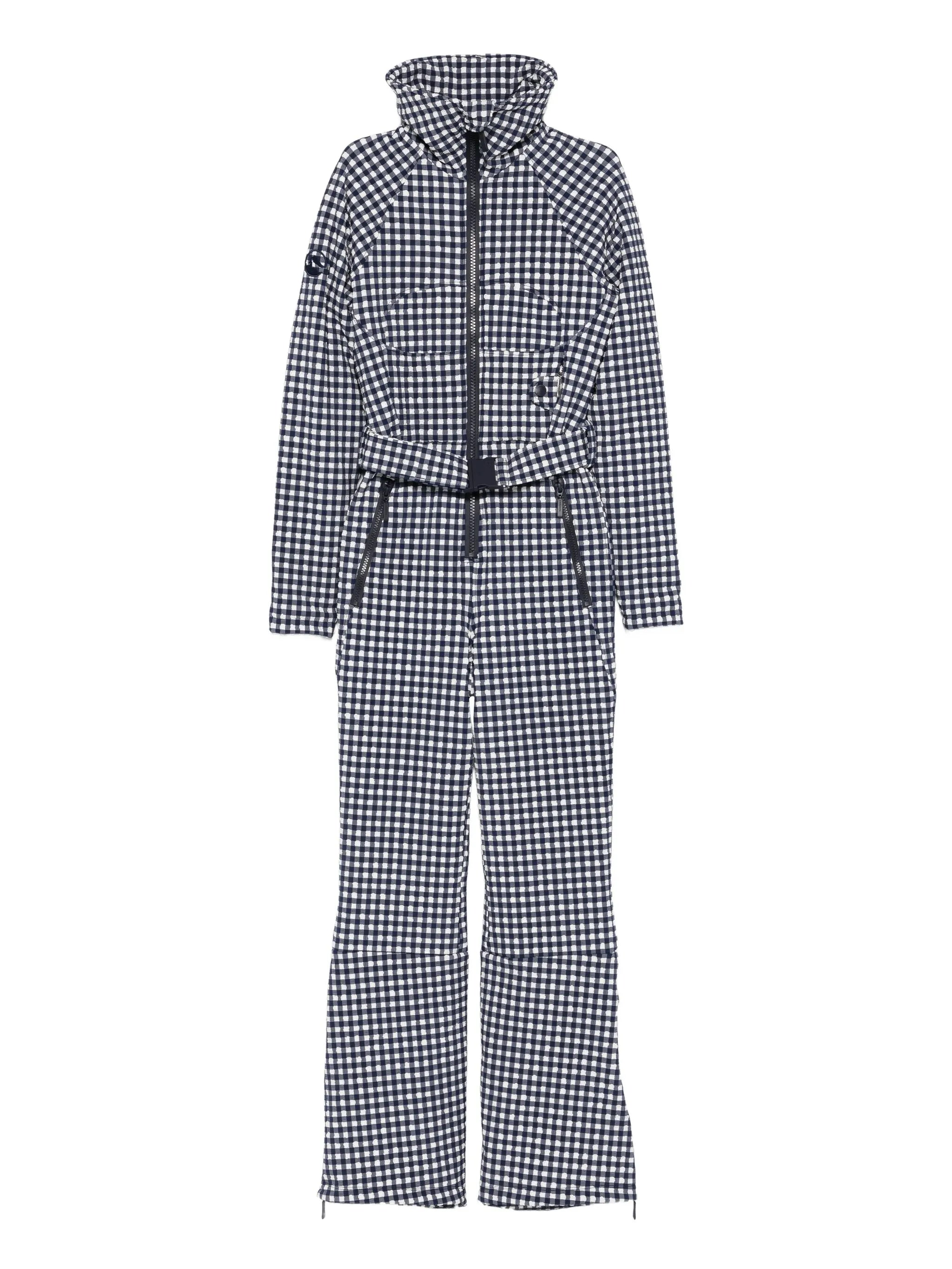 Chatel checkered belted ski suit