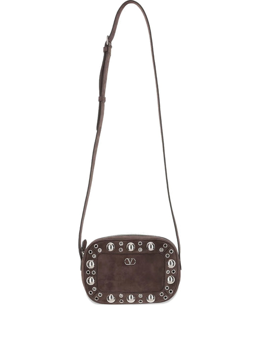 stud embellishment logo shoulder bag
