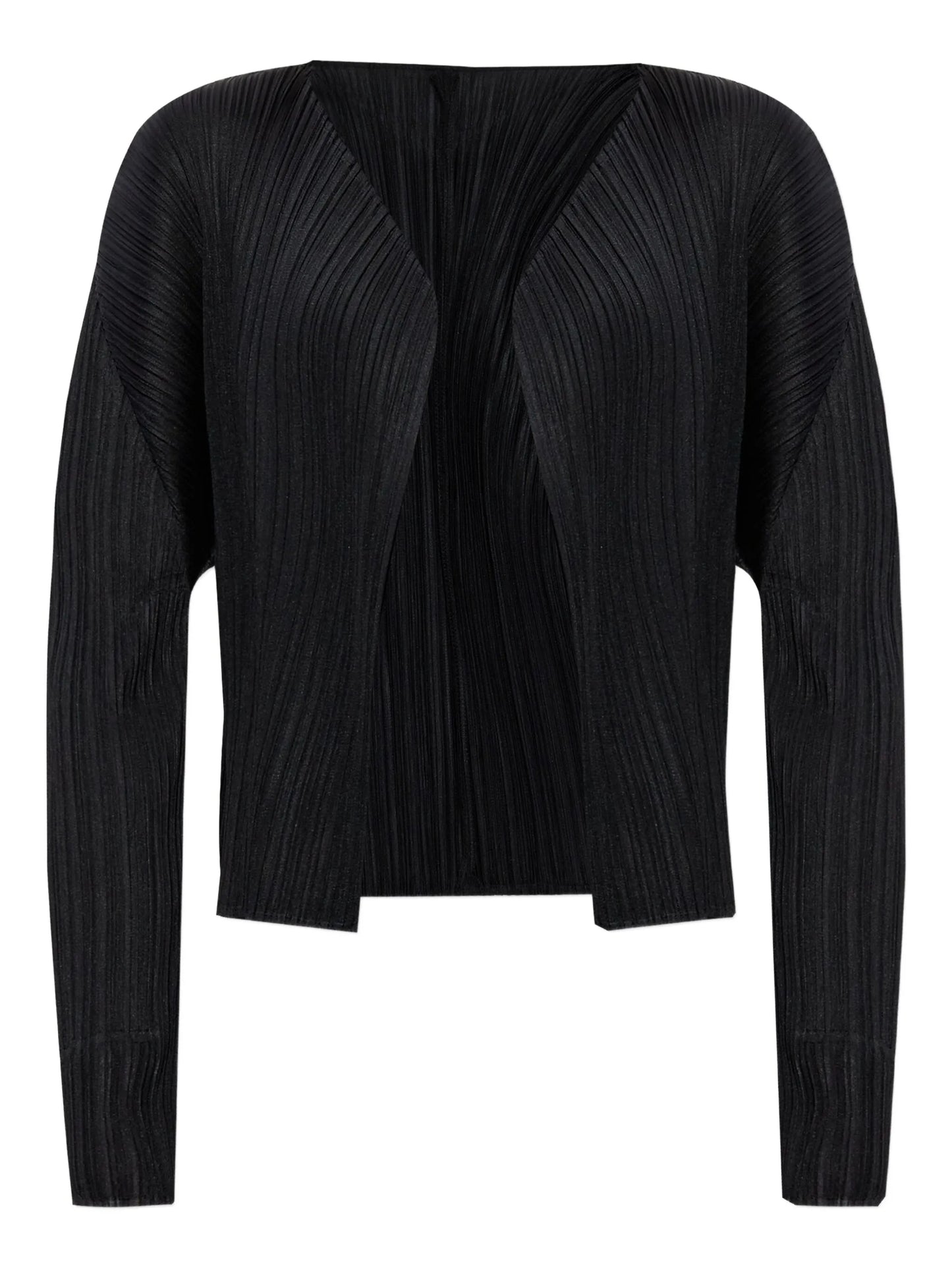 pleated open-front cardigan