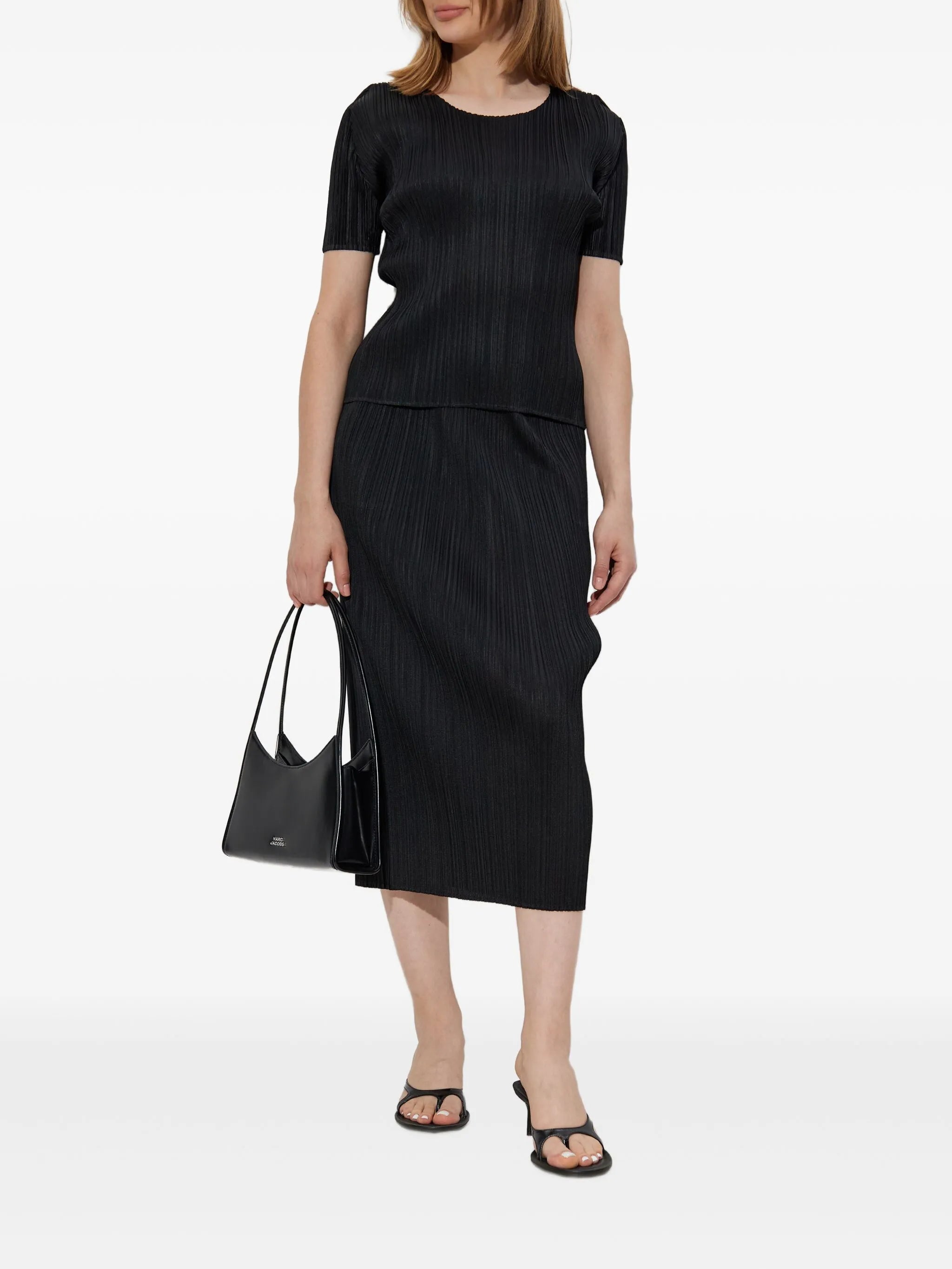 pleated midi skirt