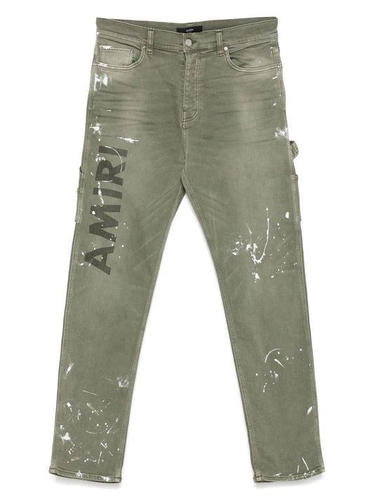 logo-print stretch-cotton jeans