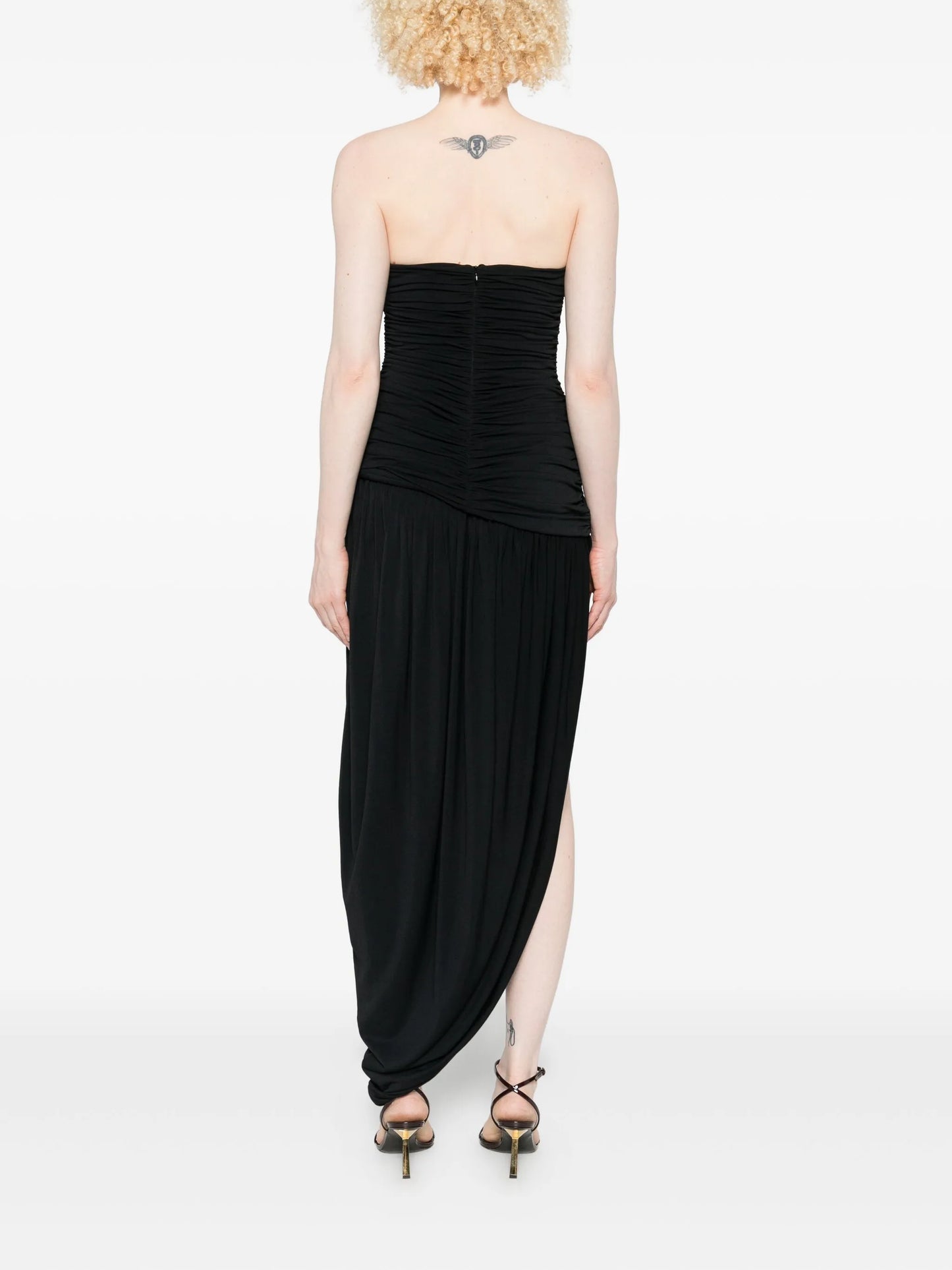 strapless draped dress