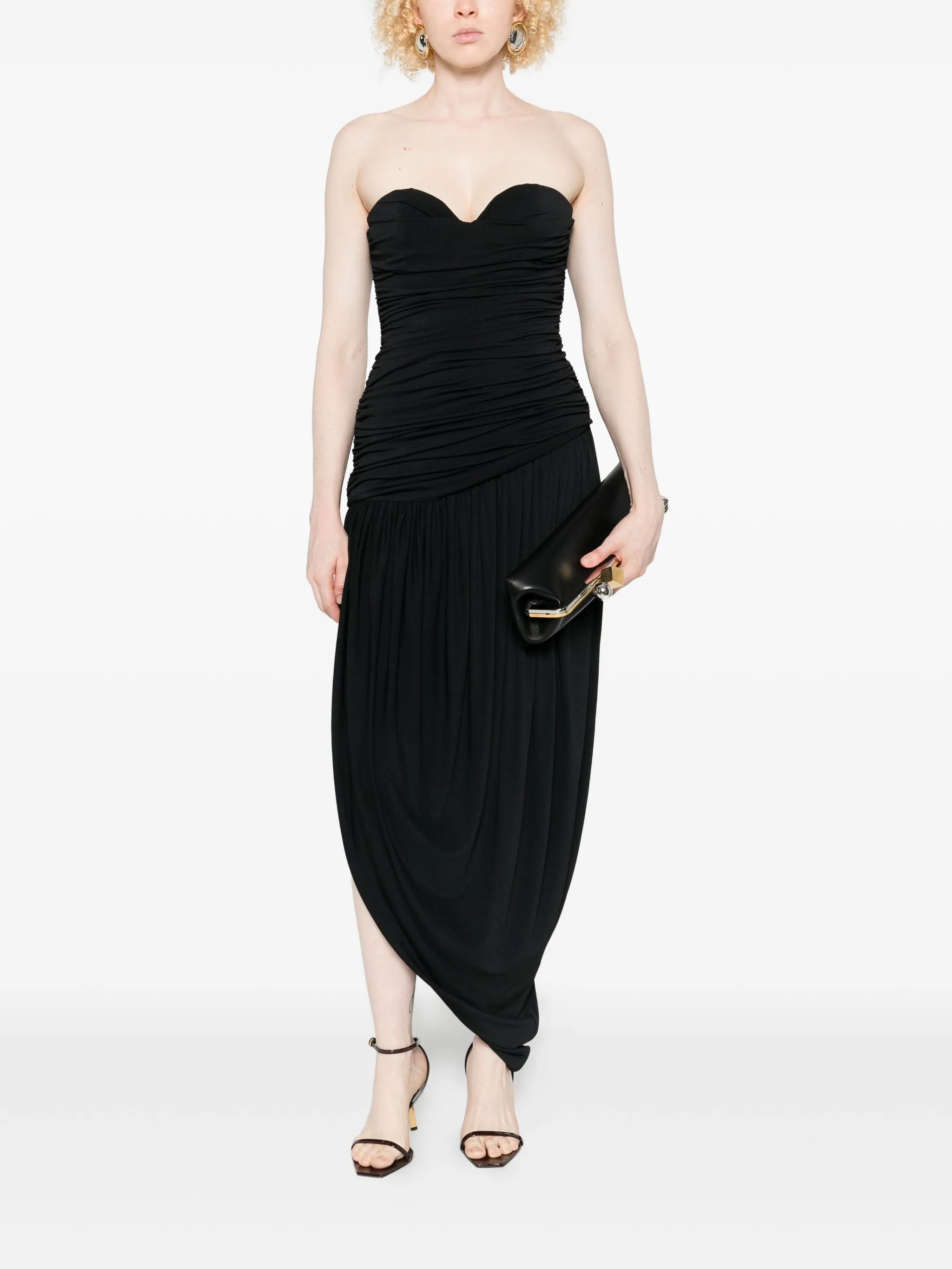 strapless draped dress