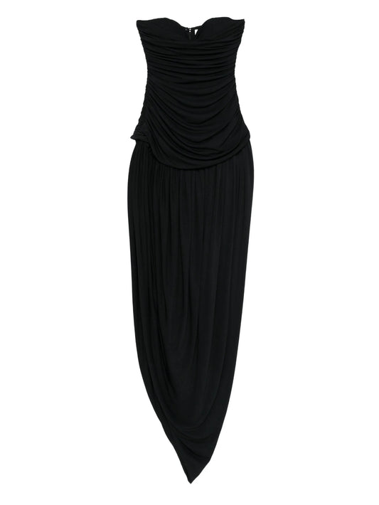 strapless draped dress