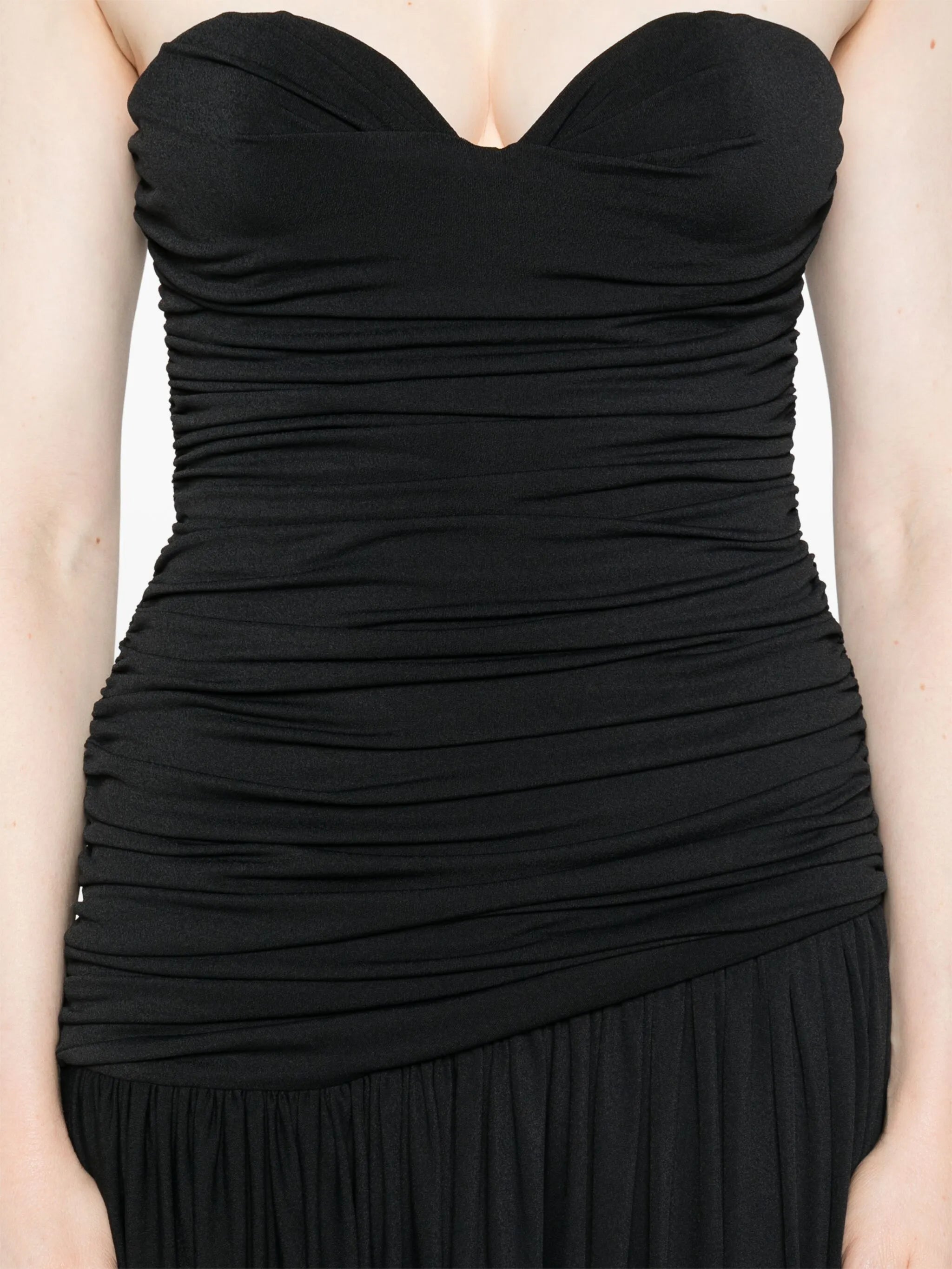strapless draped dress