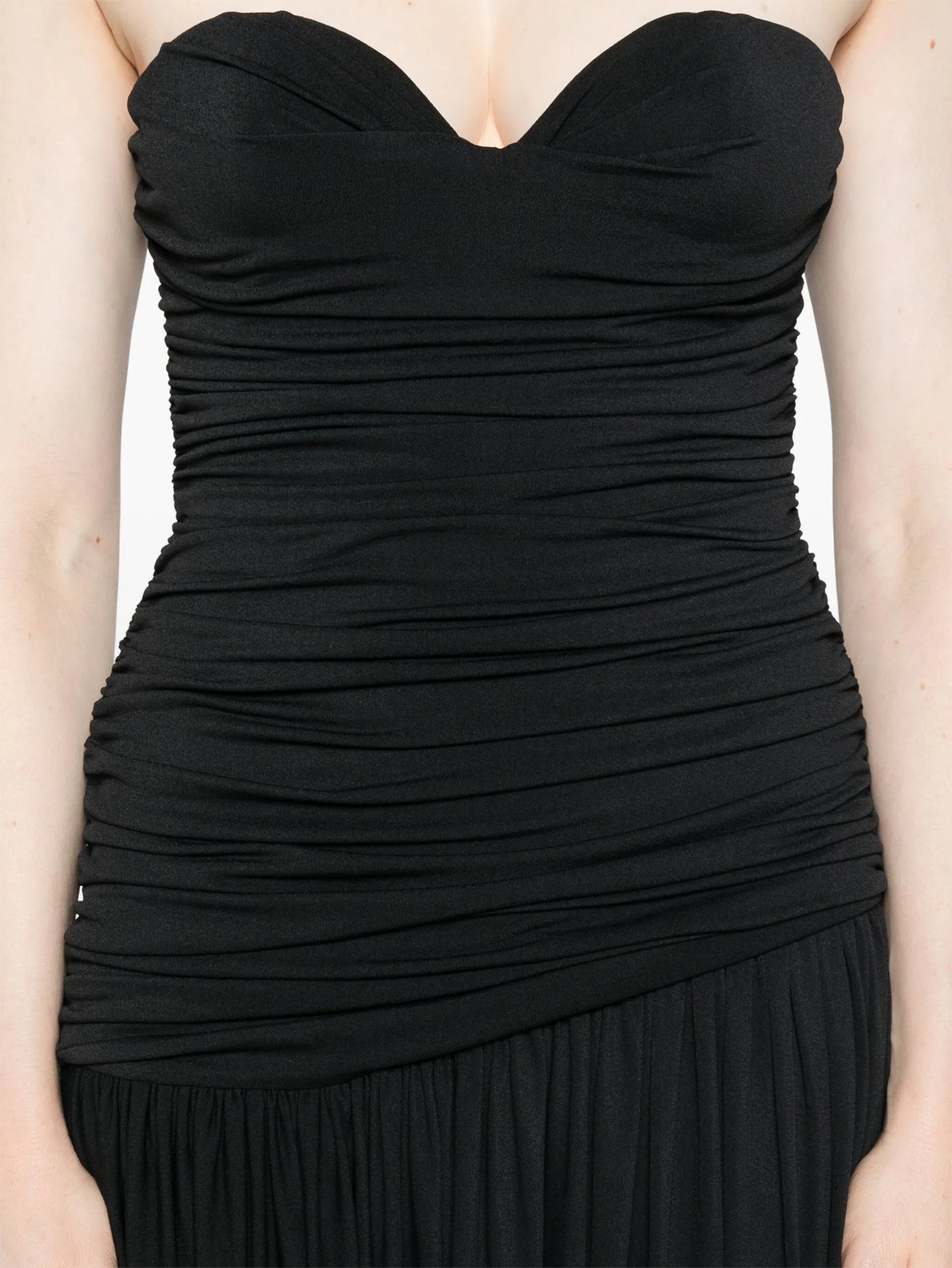 strapless draped dress
