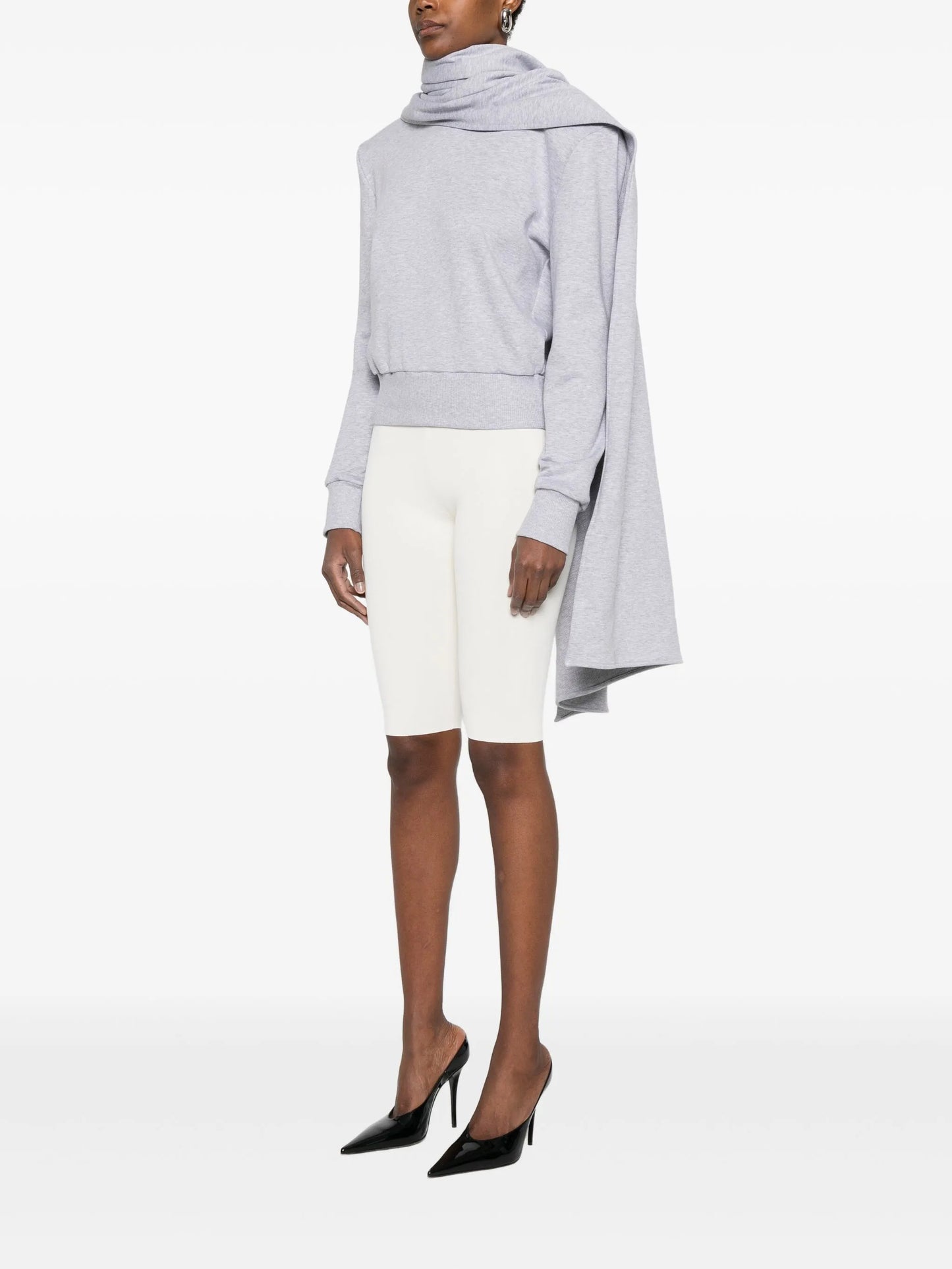 draped-detail crew-neck sweatshirt
