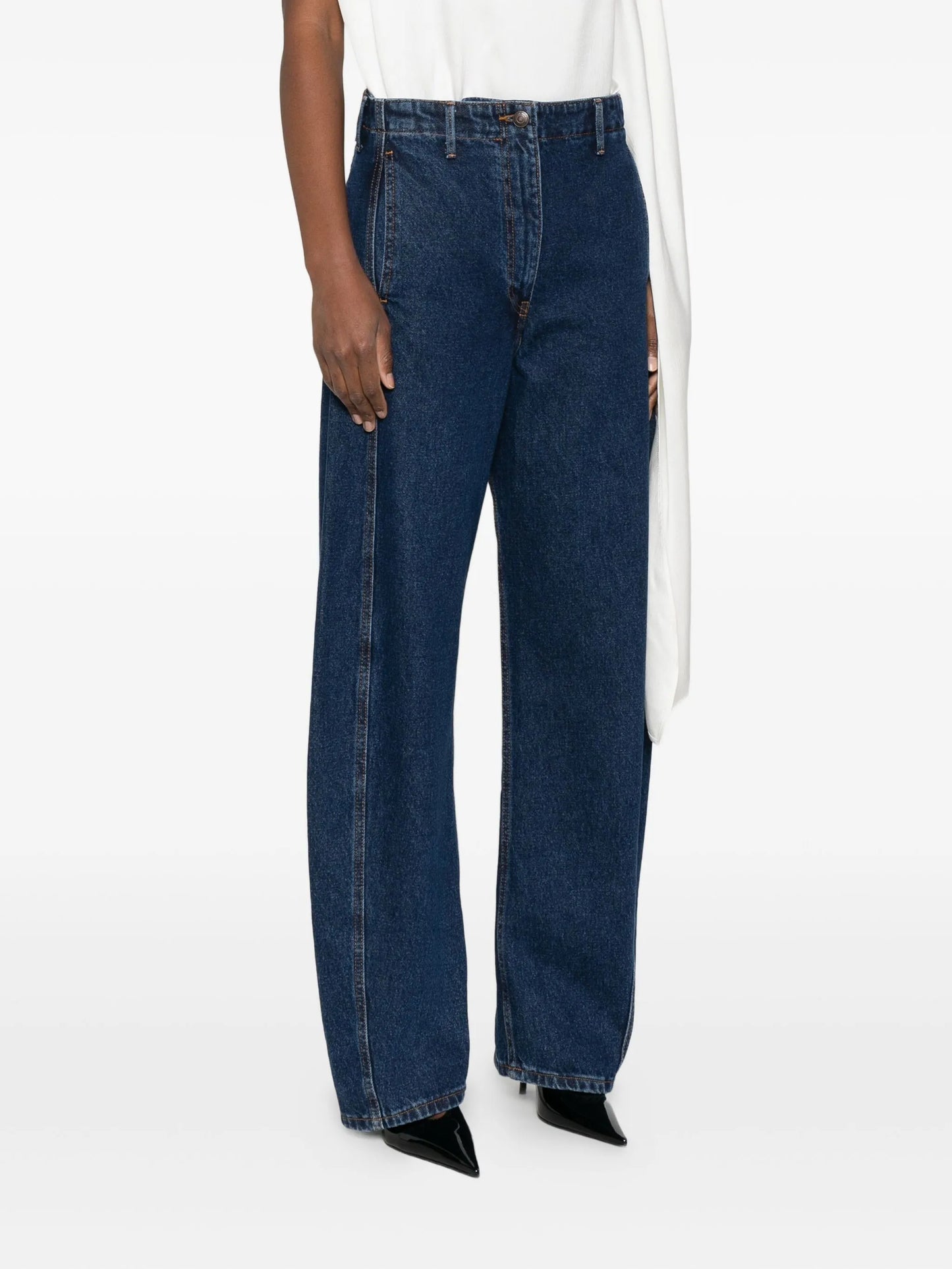 seam-detail wide-leg jeans