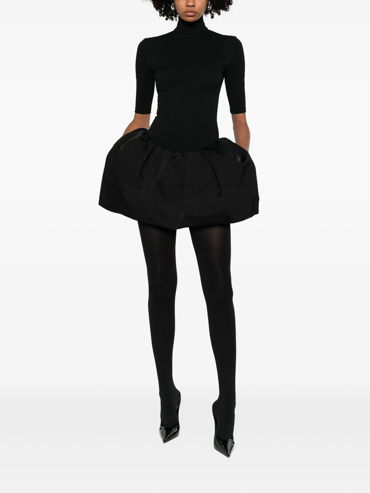 roll-neck puffball mini dress